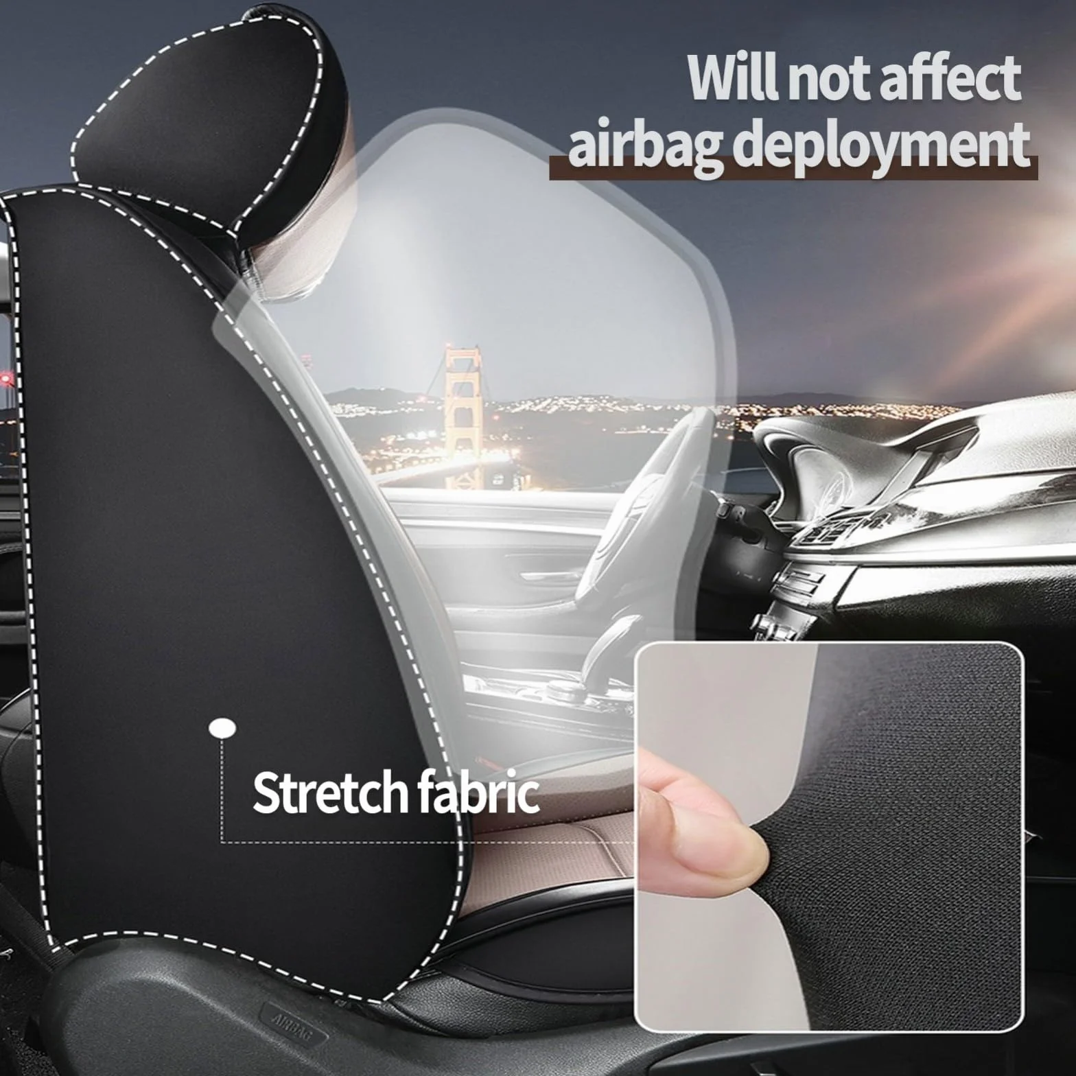 Fundas Asiento Coche Ajuste Universal para Mercedes-Benz Marco Polo,5 Plazas Asientos Coche Cubre Protector Impermeable con Airbag Accesorios Asiento(Black)