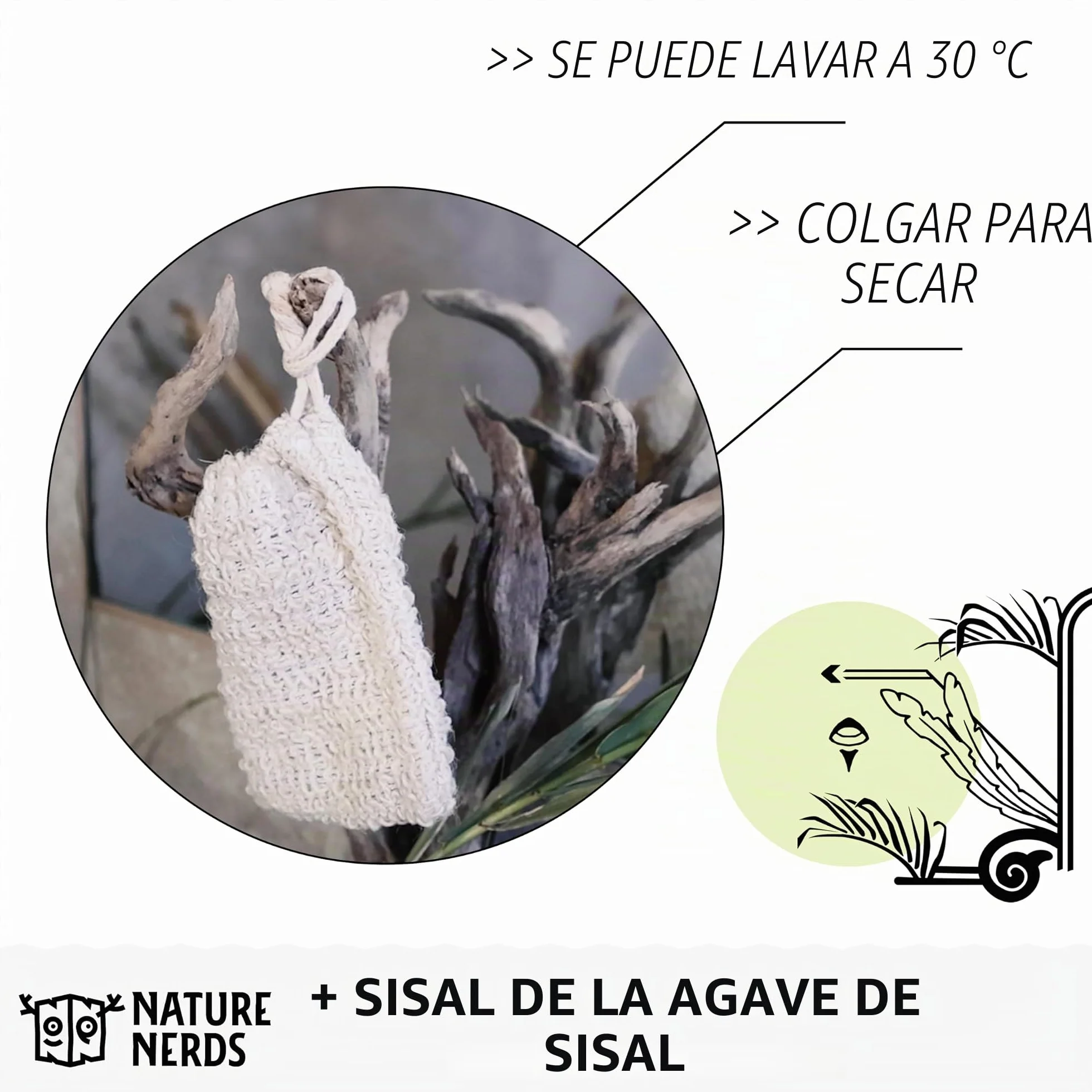 Bolsas de jabón de sisal Juego de 3 – Red de jabón libres de plástico