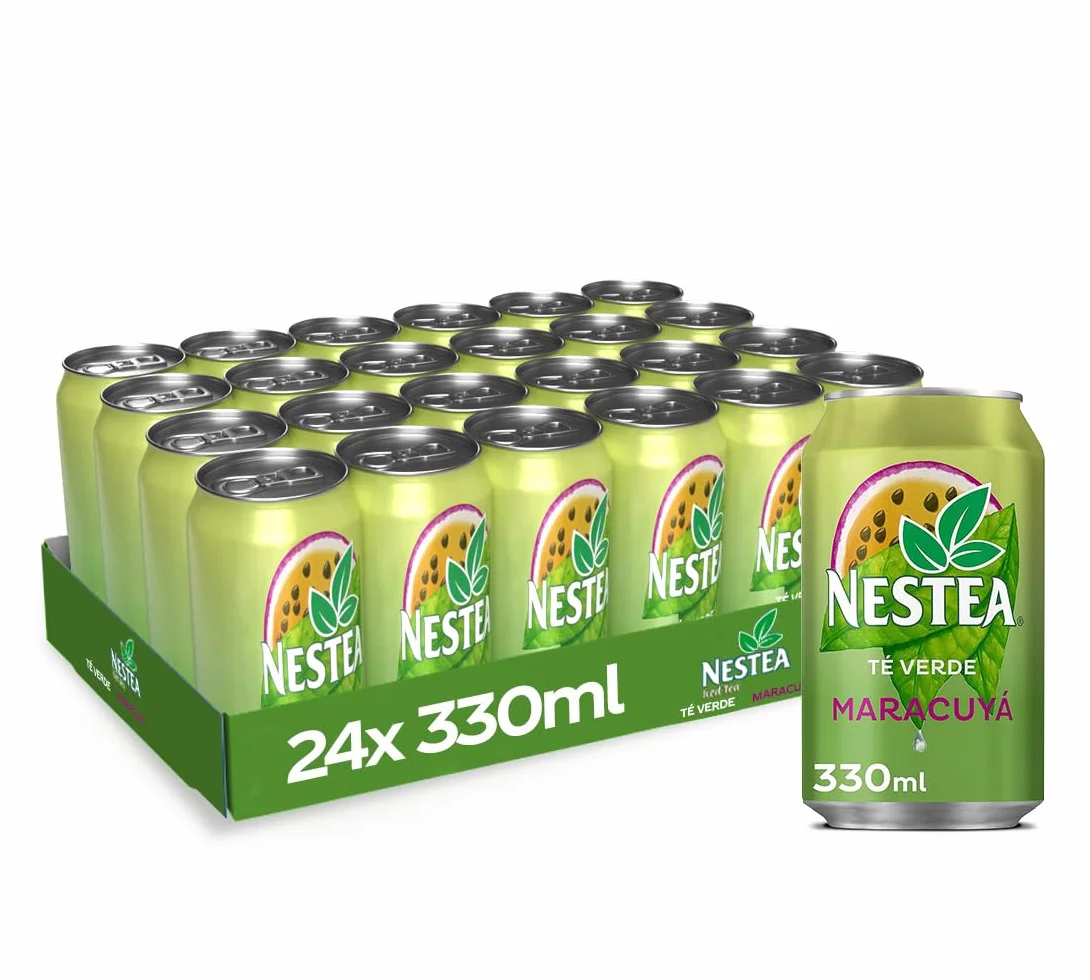 Nestea Té Verde con Maracuyá Refresco sin gas Bajo en calorías Lata 330 ml Pack 24