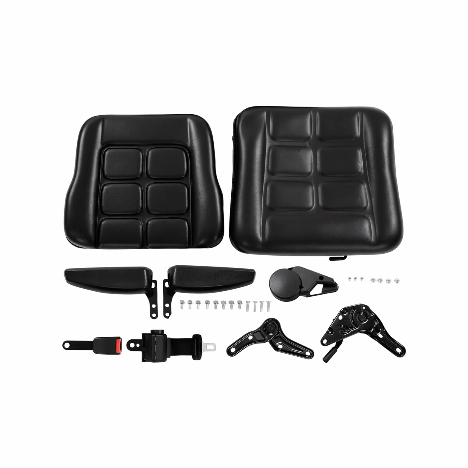 Asiento universal para carretilla elevadora, asiento de tractor, respaldo ajustable, PVC, cuero, asiento del conductor para vehículos como UTVs, ATVs, carritos de golf, carretillas elevadoras