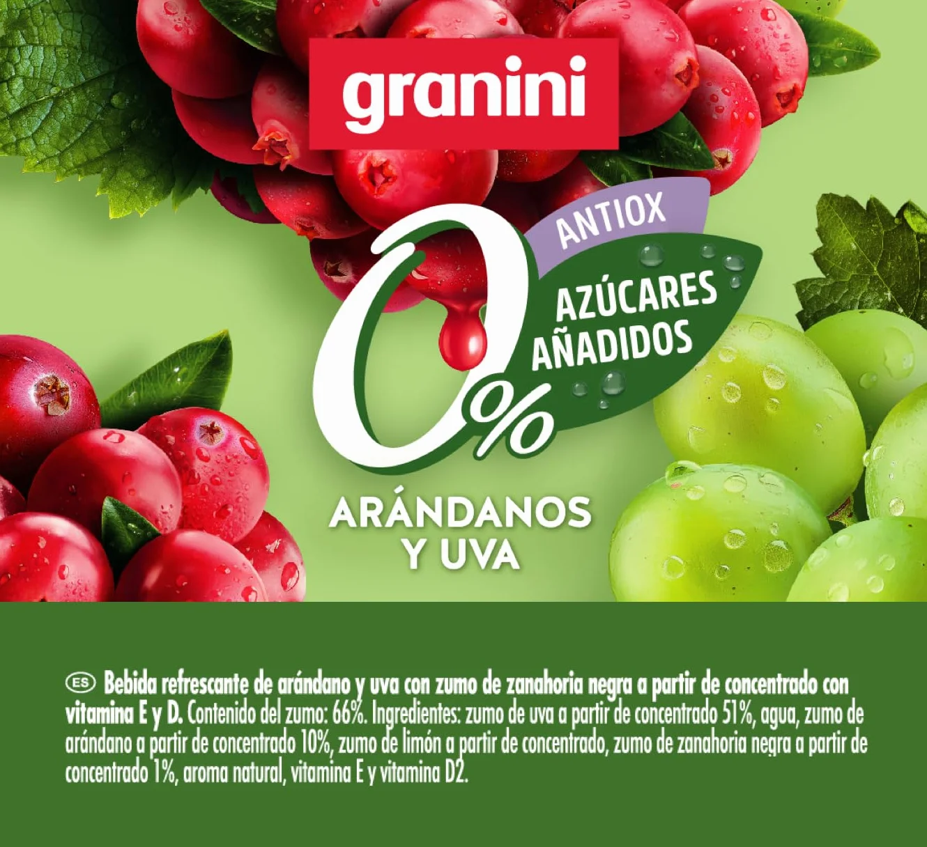 Granini Bebida de frutas Arándanos y Uva Pack 6 x 1L Clásicos Mix