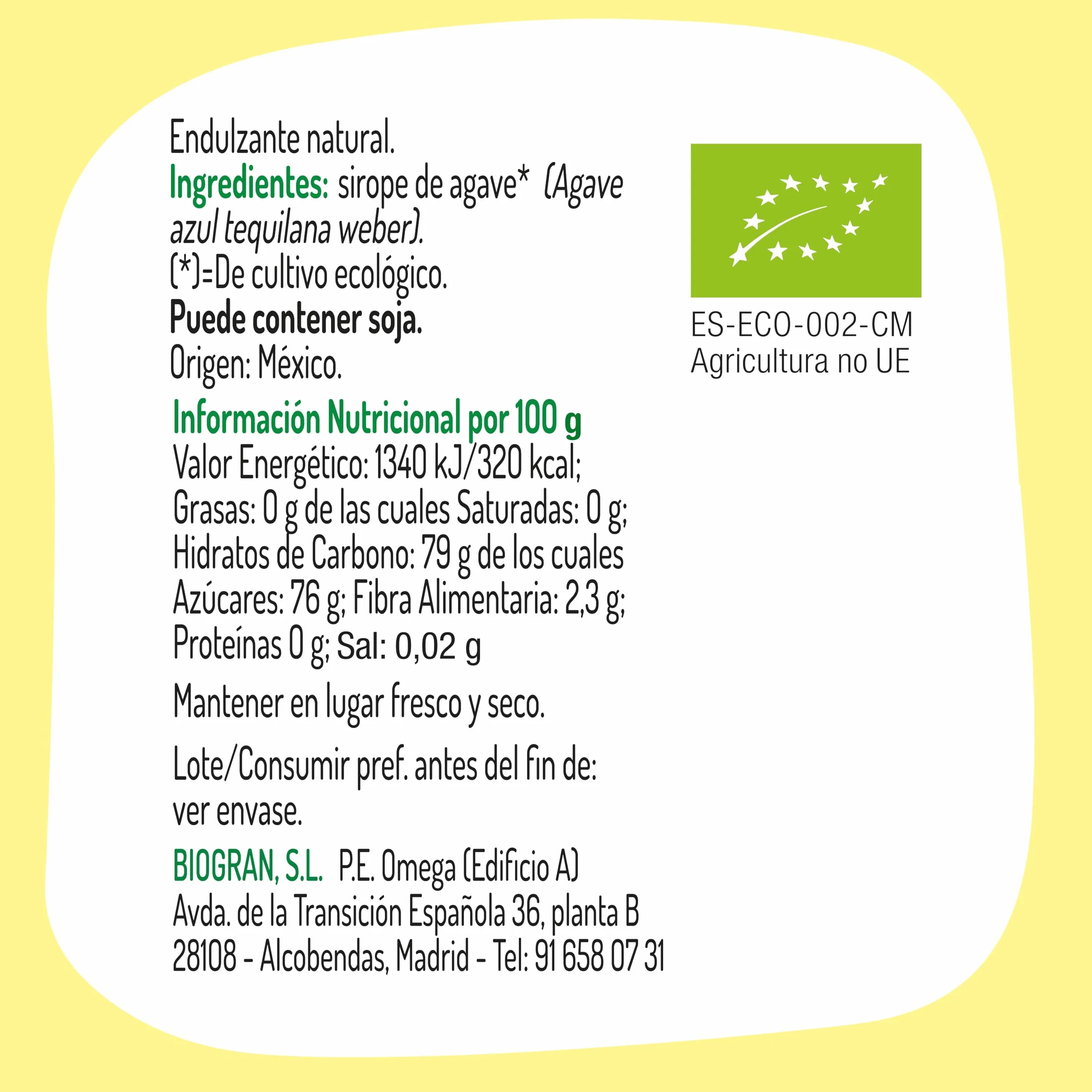 Sirope de Agave El Granero Integral 690 g Alternativa al Azúcar Refinado Bajo Índice Glucémico Vegano