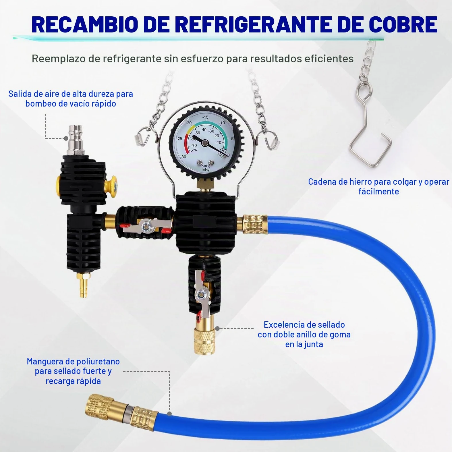 OiLiehu Kit de Probador de Presión de Refrigerante 28 Piezas, con Herramienta de Purga y Llenado, 17 Adaptadores Metálicos para Coches, Color Rojo