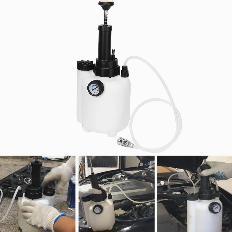 Extractor de líquido de frenos neumático de 3 L, herramienta dispensadora de aceite de motor con manómetro, manguera resistente al aceite para el cambio de fluido de transmisión de