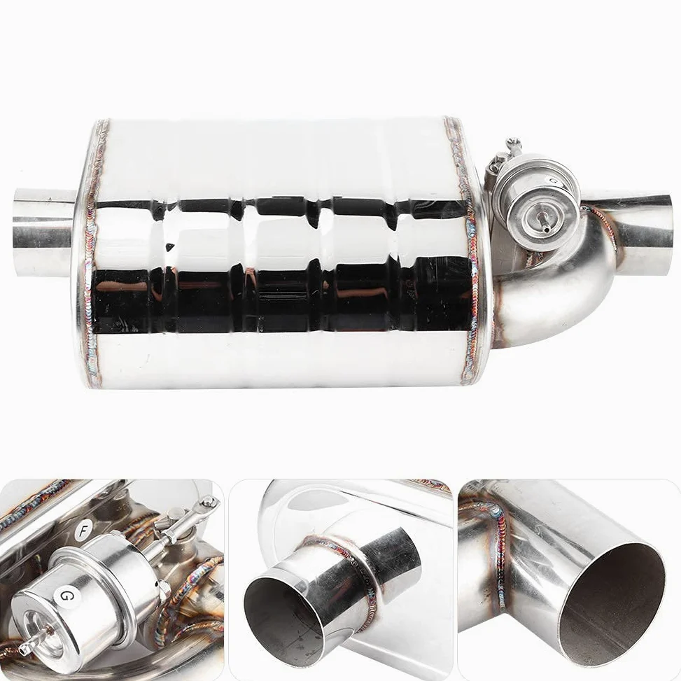 Válvula de escape para automóvil, válvula de escape eléctrica universal para automóvil de 63 mm Dispositivo de puerto remoto de acero inoxidable Válvula de tubo de bomba de vacío.