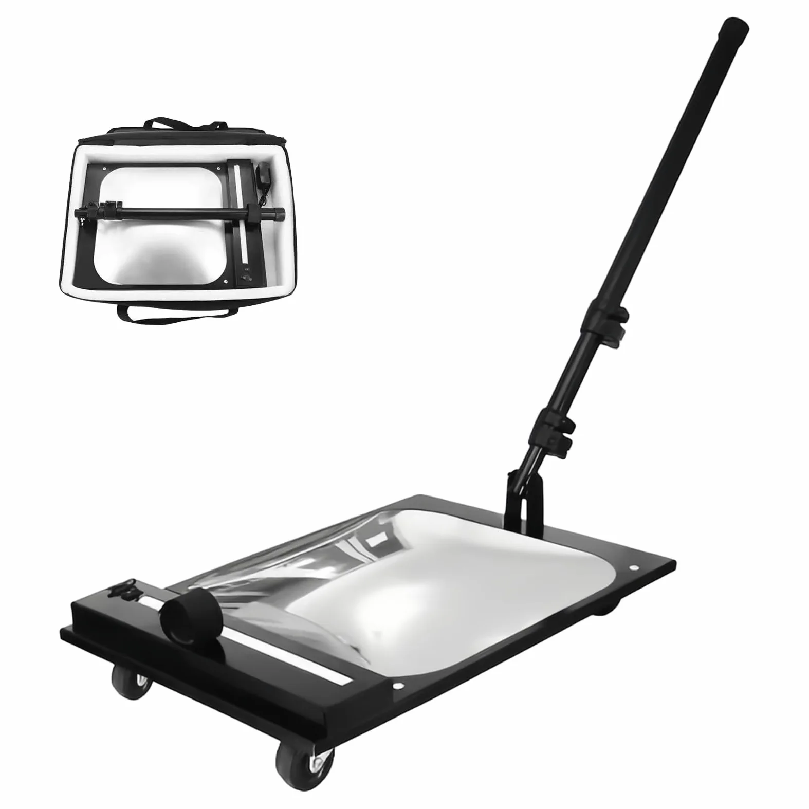 Espejo de inspección bajo vehículos, Espejo telescópico con luz LED y Rueda Universal, Varilla Extensible de 40-115 cm, batería Recargable, para talleres mecánicos