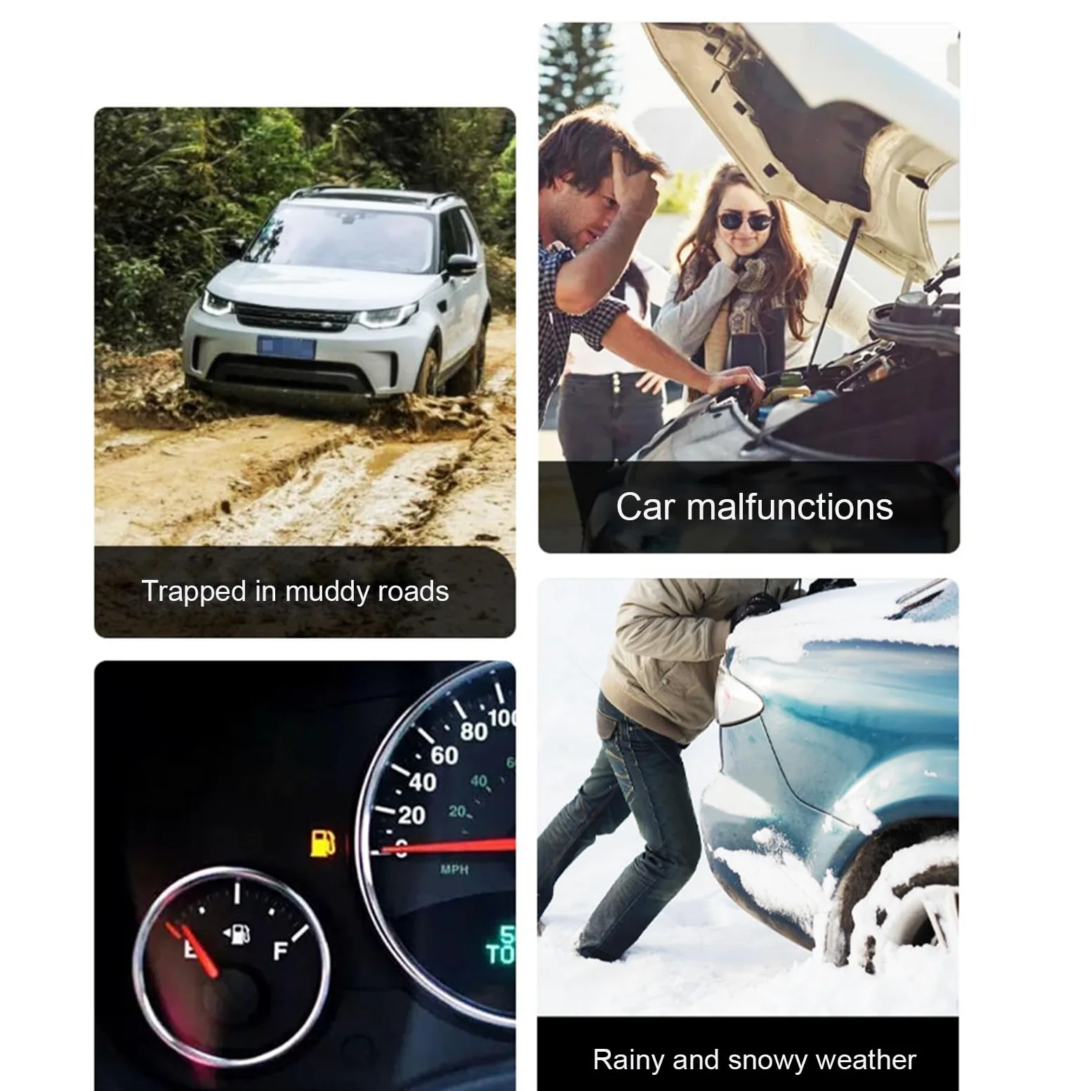 Cuerda de Remolque de 20 toneladas, Cuerda de Arranque Resistente con 2 grilletes en U, Kit de recuperación Todoterreno de 5 m/8 m/10 m para Jeep, SUV, UTV, ATV, camión, Coche y Tractor 10M