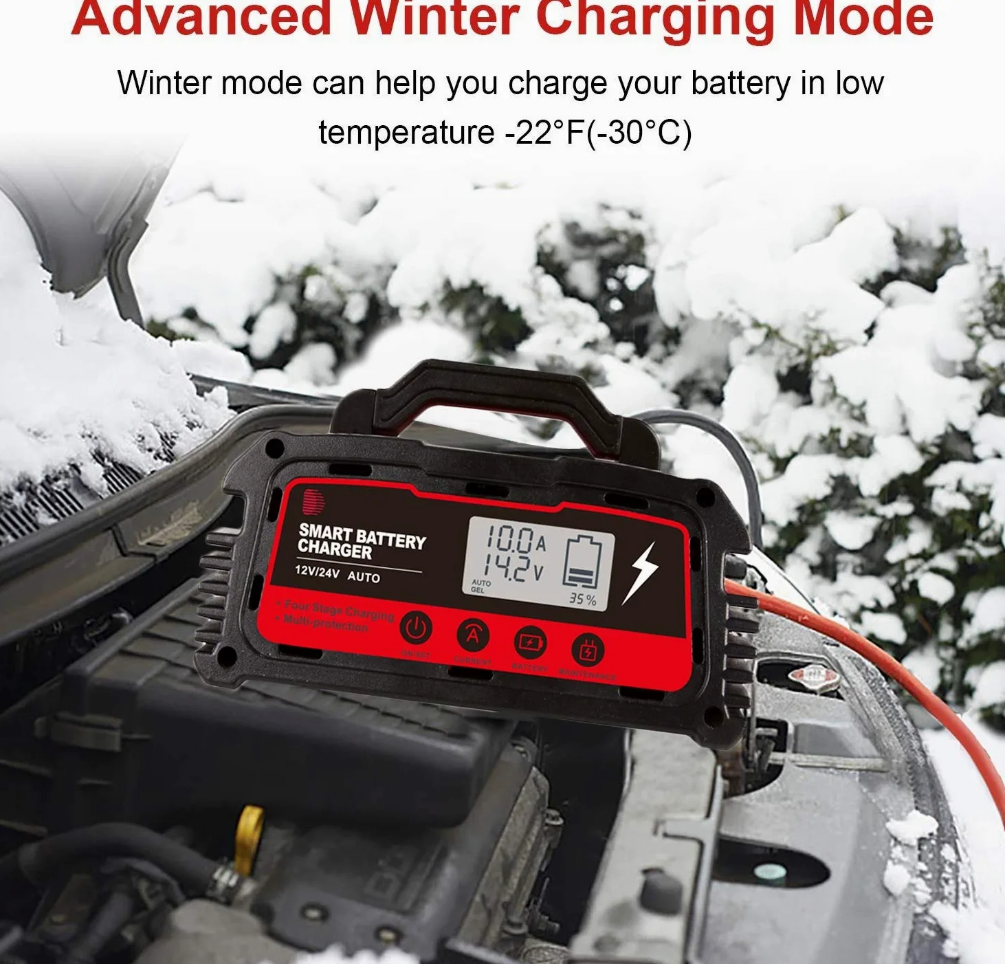 Cargador Baterias Coche,Arrancador De Coches 20A Totalmente Inteligente Cargador de batería de 12V 24V Mantenedor de Motocicletas de Auto Batería Fuente de alimentación