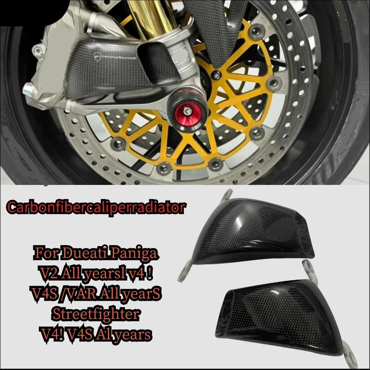 Refrigeración de Pinza de Freno Compatible con Ducati Panigale Streetfighter MTS V4 V4S V4SP SP SP2, Pinza de 100 mm, Cubierta del radiador, conducto de Aire, refrigeración de Frenos.(Light)