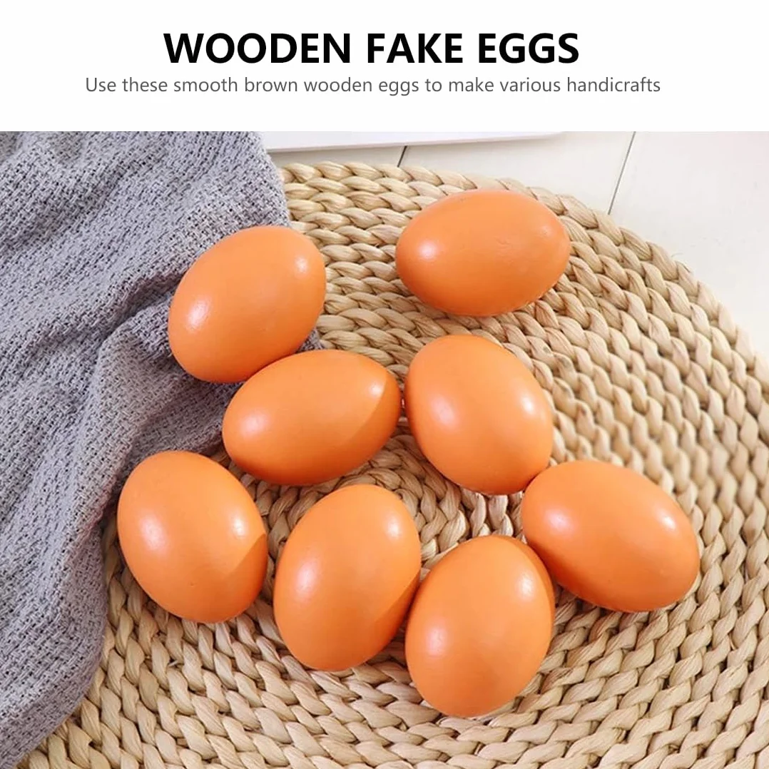 Huevos Artificiales de Madera Set 6 Piezas Decorativos para Nidos y Producción de Aves