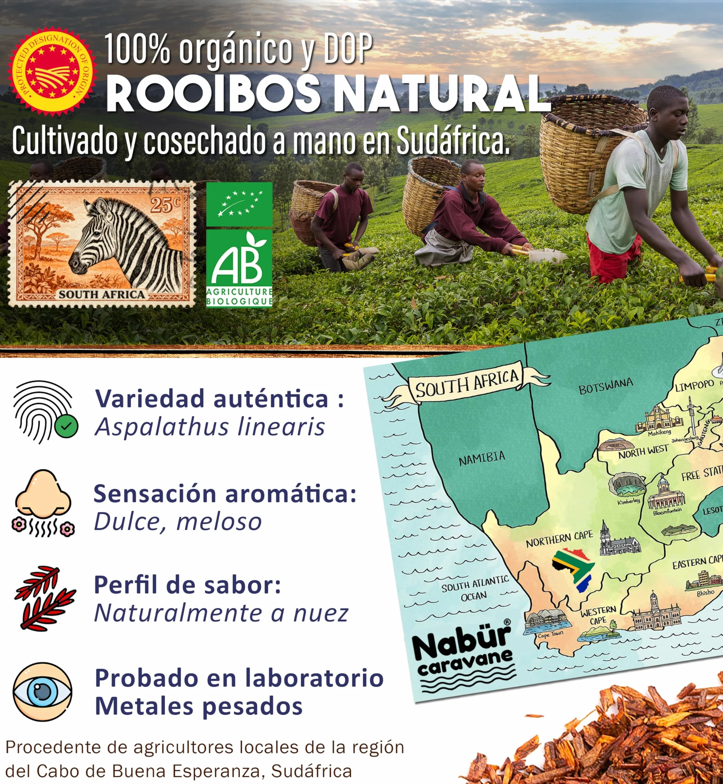 Rooibos Biologico Sfuso Bio 200g Tè Rosso Antiossidante 0% Teina Caffeina Nabür