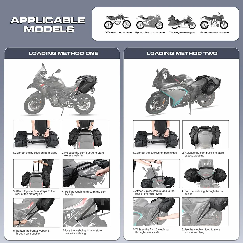 Rhinowalk Bolsas de Sillín de Motocicleta Impermeables Anti-Vibración Bolsas Laterales de Hombro 28L(14L*2) para la mayoría de los bastidores de Motocicletas Deportivas, 1 Par