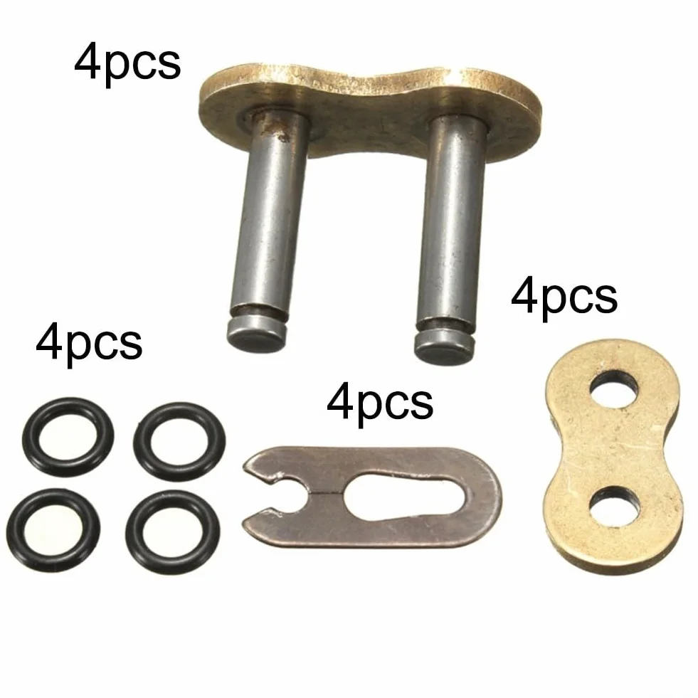 Paquete de 4 eslabones maestros de cadena de metal con sello ORing para cadenas 428 520 525 530 diseñadas para mejorar la longevidad de la cadena en motocicletas y vehículos