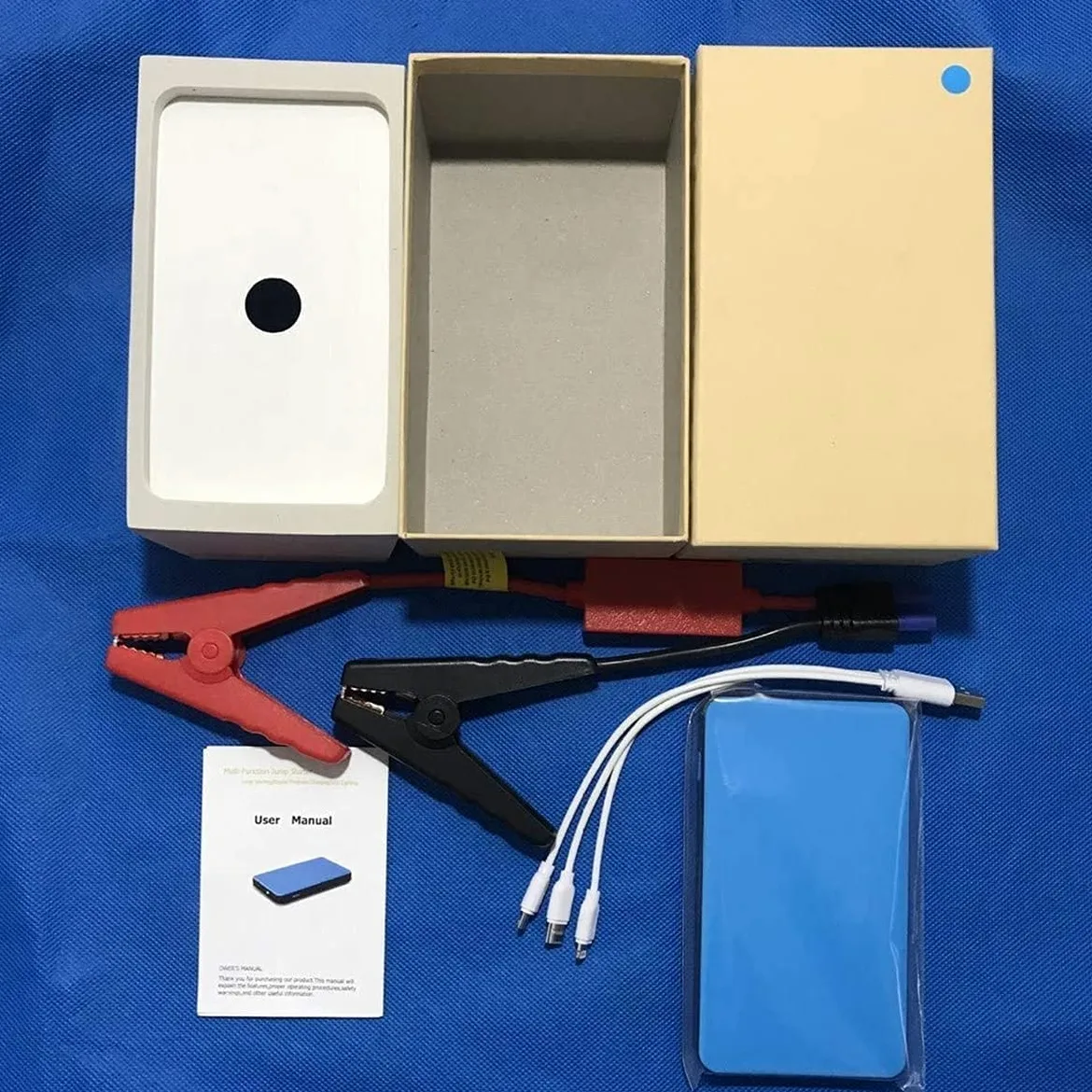 Arrancador de Coche de 20000 mAh, Dispositivo de Arranque portátil para Coche de 12 V, Cargador de Coche, arrancador de Emergencia con Pinza, Linterna LED y Cable.