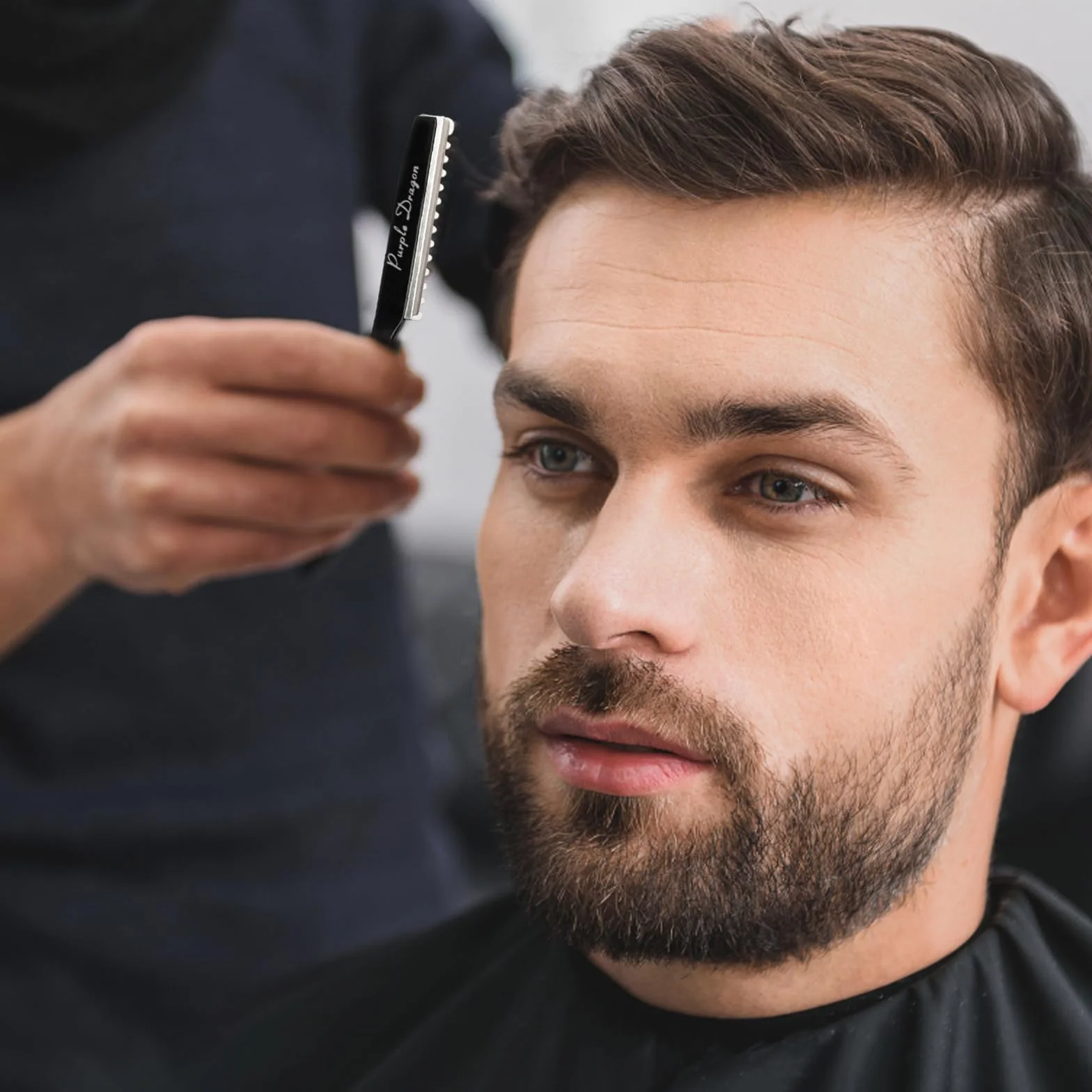 Cuchilla de Afeitar para Adelgazar el Cabello, Maquinilla Texturizadora de Corte Manual con 10 Navajas de Repuesto