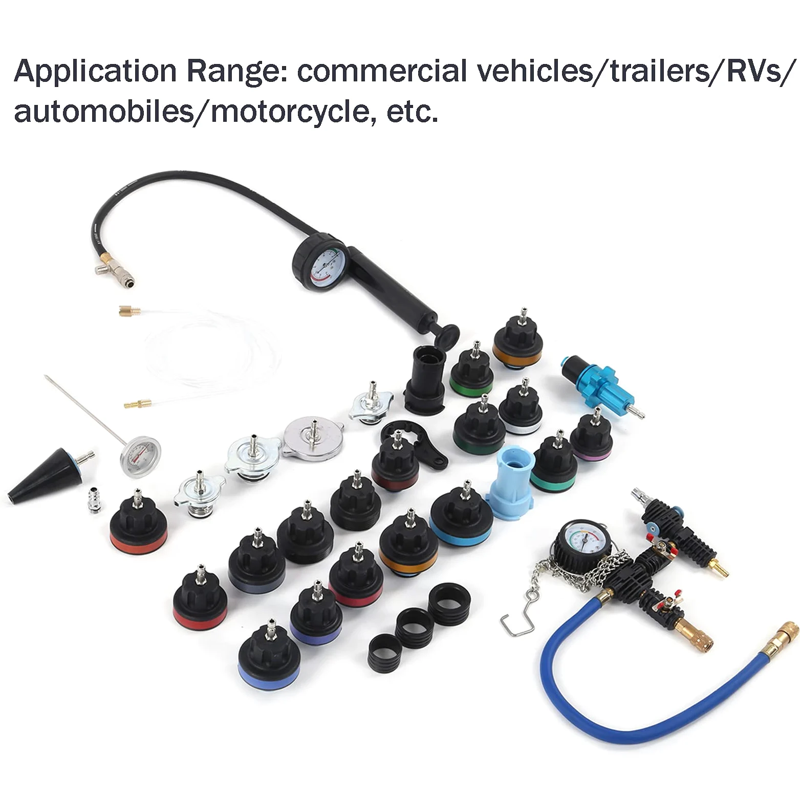 Kit de comprobador de presión de radiador de 33 piezas con detector de refrigeración universal para motocicletas automotrices