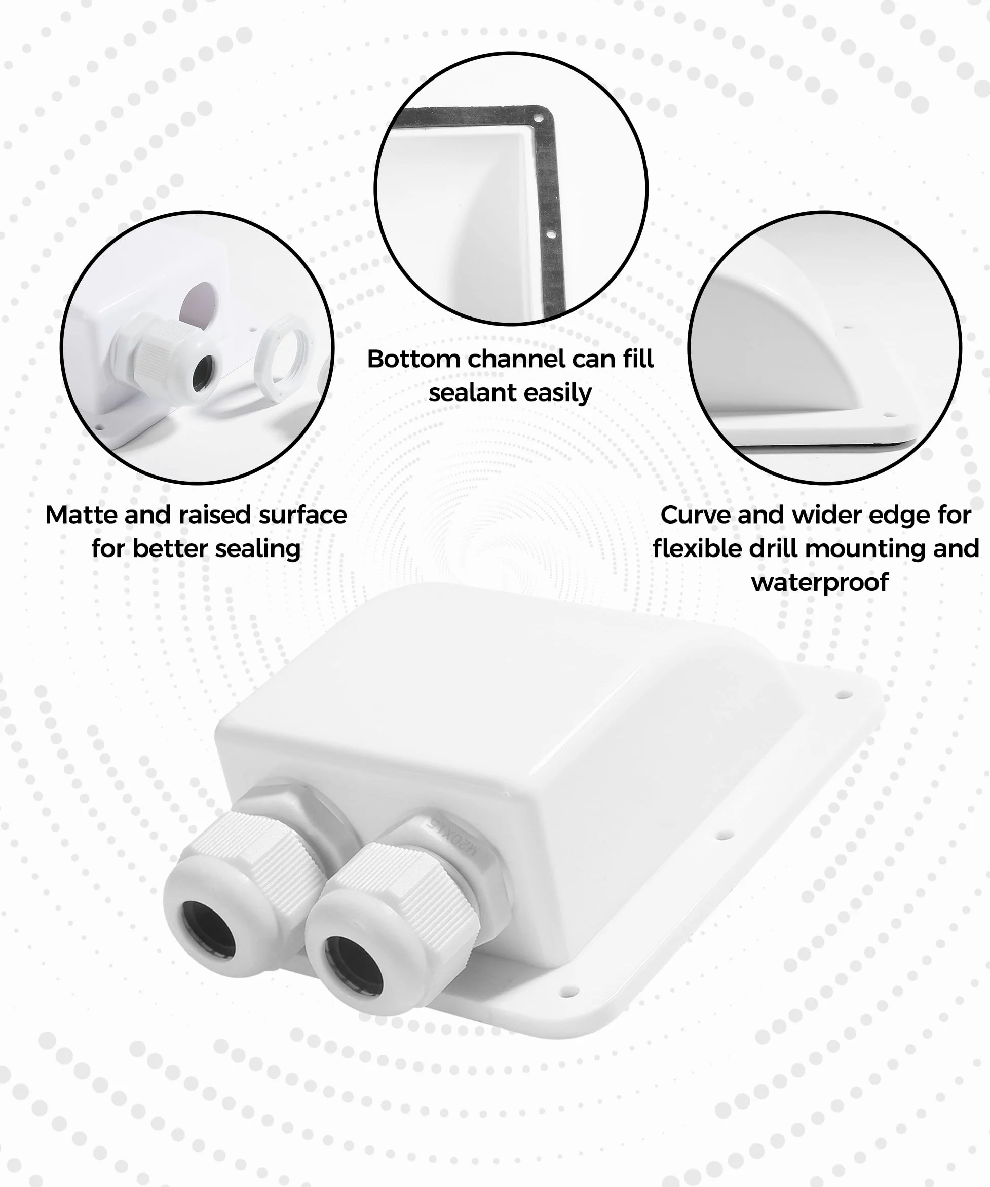 Flaconi Caja de Acceso a Cables Solares para Vehículos Recreativos,Prensaestopas Doble Entrada de Cables,Pasacables de Techo Pasacables de Entrada de Cable Doble,para Autocaravanas,Caravanas (Blanco)