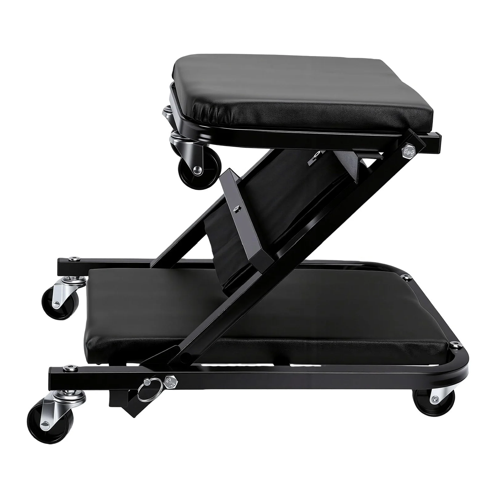 aqxreight Camilla Mecánica con Ruedas, Asiento Rodante Plegable de Perfil bajo 3 en 1 con 6 Ruedas Giratorias 360 Grados, for Reparación Debajo del Coche (Black)