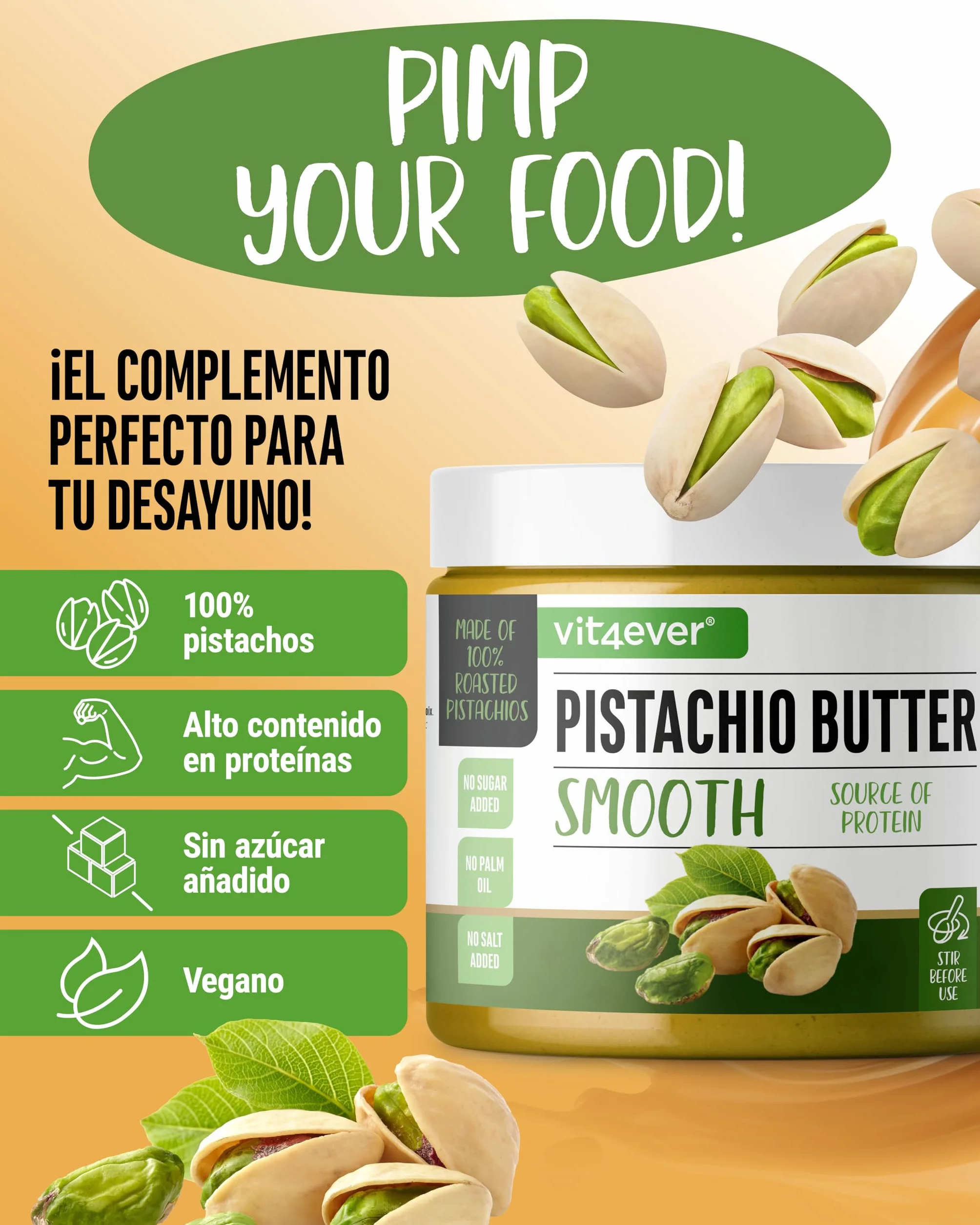 Mantequilla de pistacho 300g crema natural 100% pistachos sin sal vegano