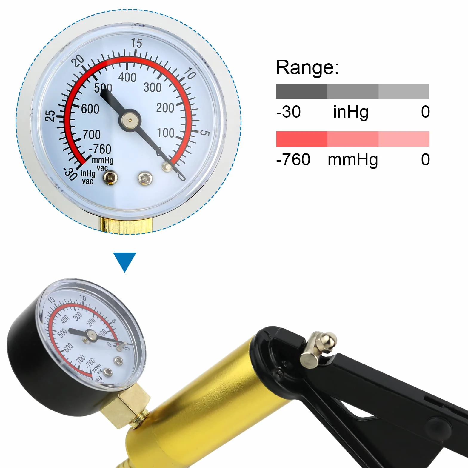 Equipo de Purga de Frenos de Freno de probador de Bomba de vacío con medidor de vacío, Adaptador para vehículo automotriz, camión y Moto