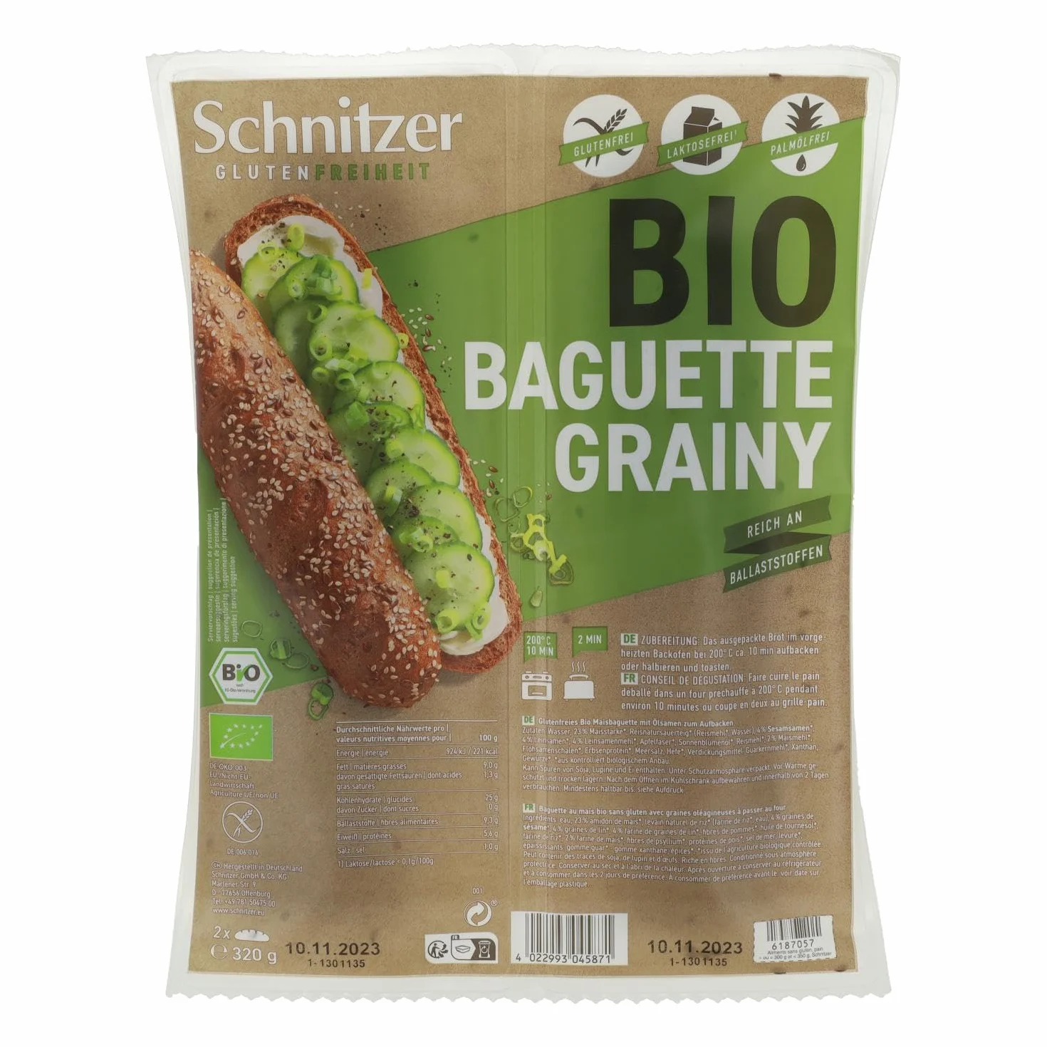 Schnitzer Pan Baguette Semillas Grainy 320 G