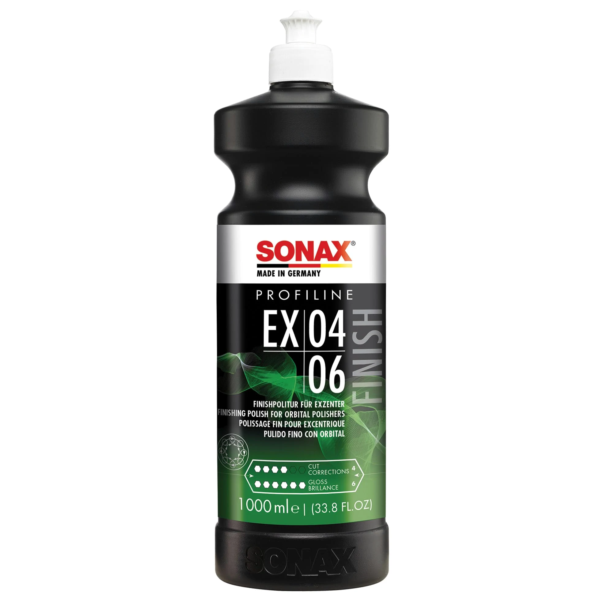 SONAX PROFILINE Ex 04-06 (1 litro) - Eliminación óptima de arañazos, produce un brillo perfecto. Pulidor ideal para quitar puntas de superficies recién pintadas | No. de artículo 02423000