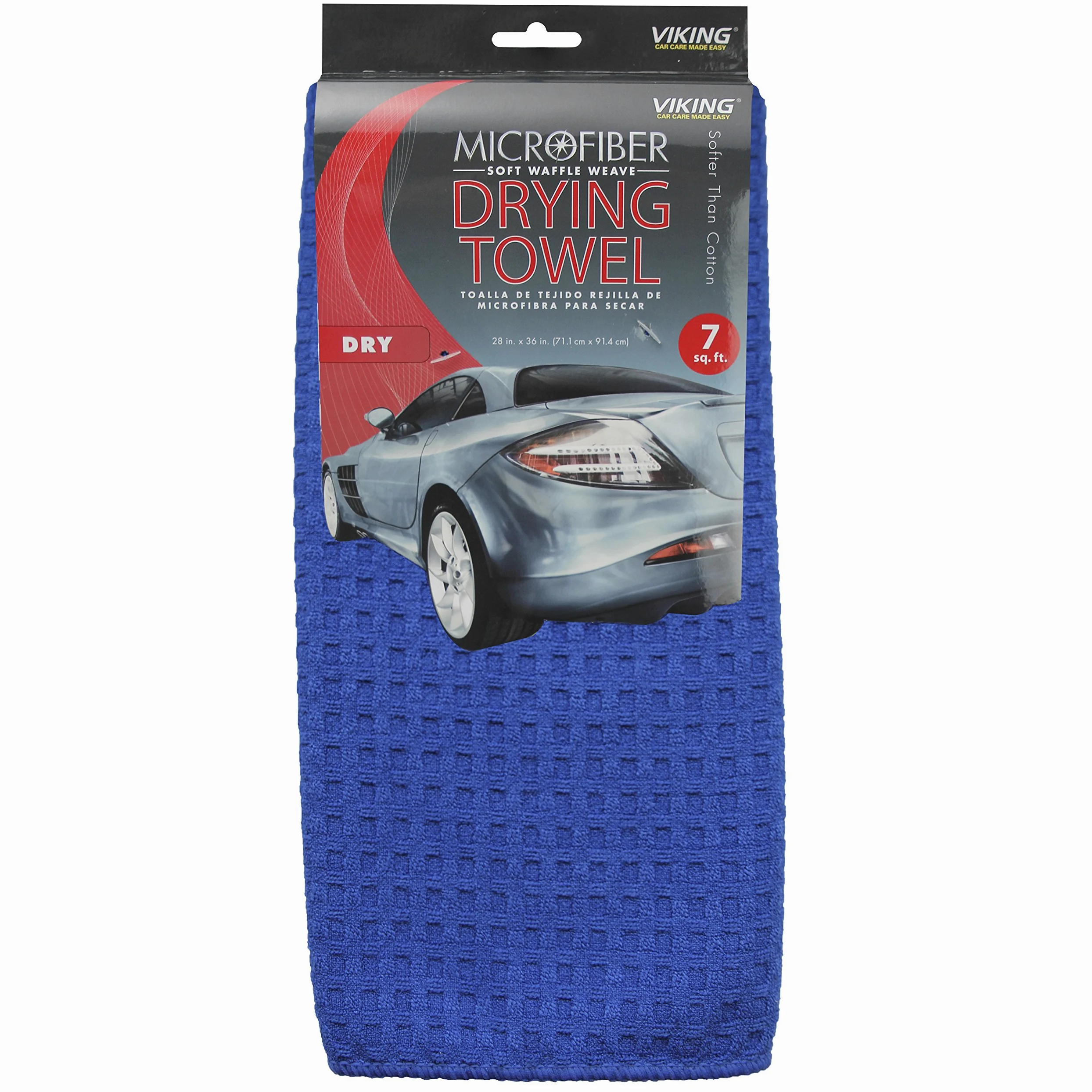 Viking Car Care 912400 - Toalla de Secado de Punto gofre, 7 pies Cuadrados, Color Azul Rey