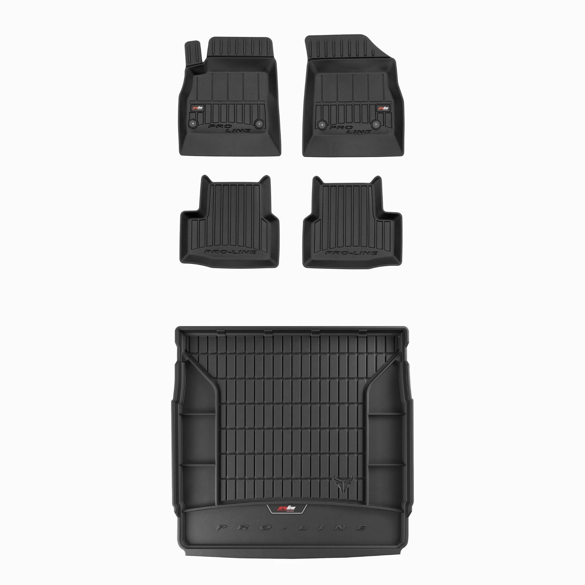 FROGUM ProLine 3D Un Juego de Alfombrillas de Goma para Coche y cubeta Maletero con Logo Alfombras para Opel Astra K 2015-2022| Los Bordes más Altos
