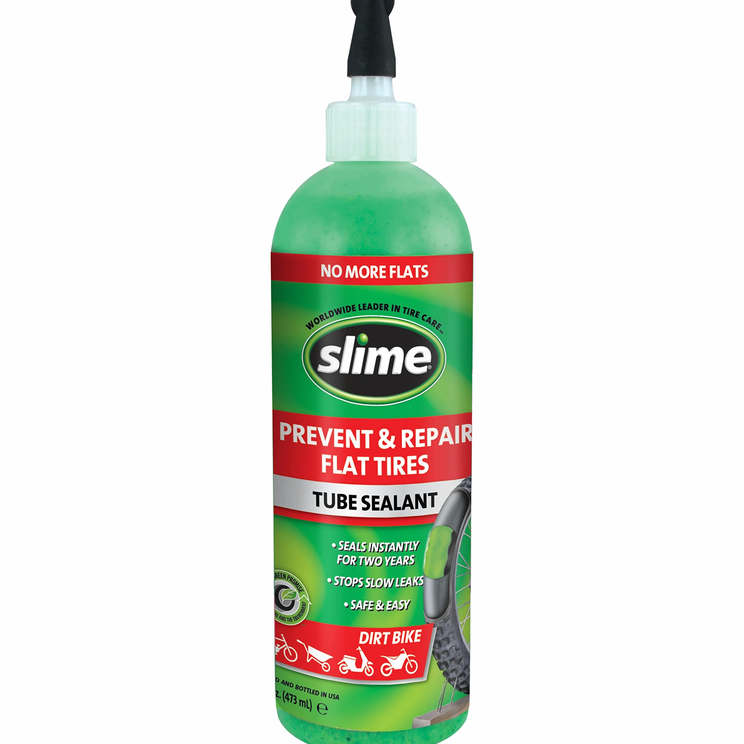 Slime Sellador de reparación de pinchazos para tubos de motocross 10004, previene y repara, adecuado para todas las motocicletas de cross con tubos, no tóxico, ecológico, botella de 16 onzas