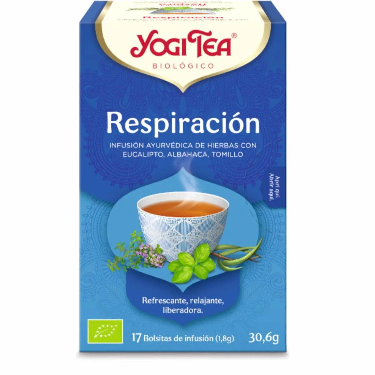 Yogi Tea Placer de respirar Té con eucalipto, albahaca y tomillo, 17 bolsitas, 30.6 g