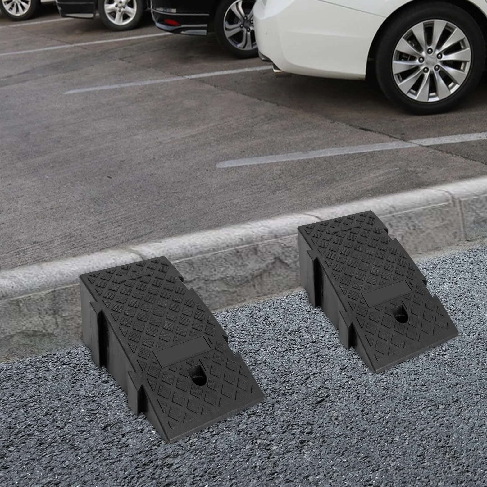 2 rampas para bordillos, 19 cm de altura, de goma resistente, portátil, para silla de ruedas, para bordillos, para motocicletas, scooters, autocaravanas y coches