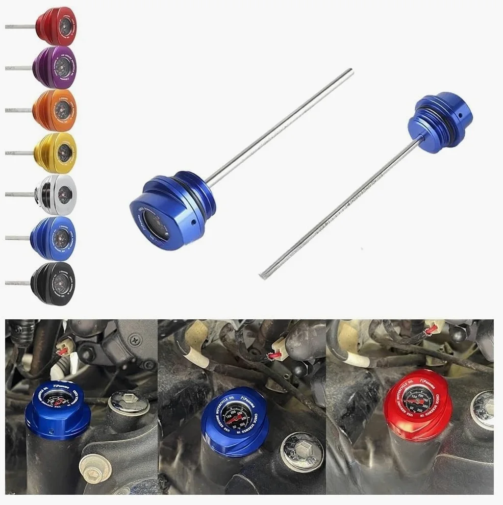 Combustible Varilla Accesorios para Motocicletas Varilla De Medición Temperatura Aceite Motor Tapa Tanque con Indicador(Red)