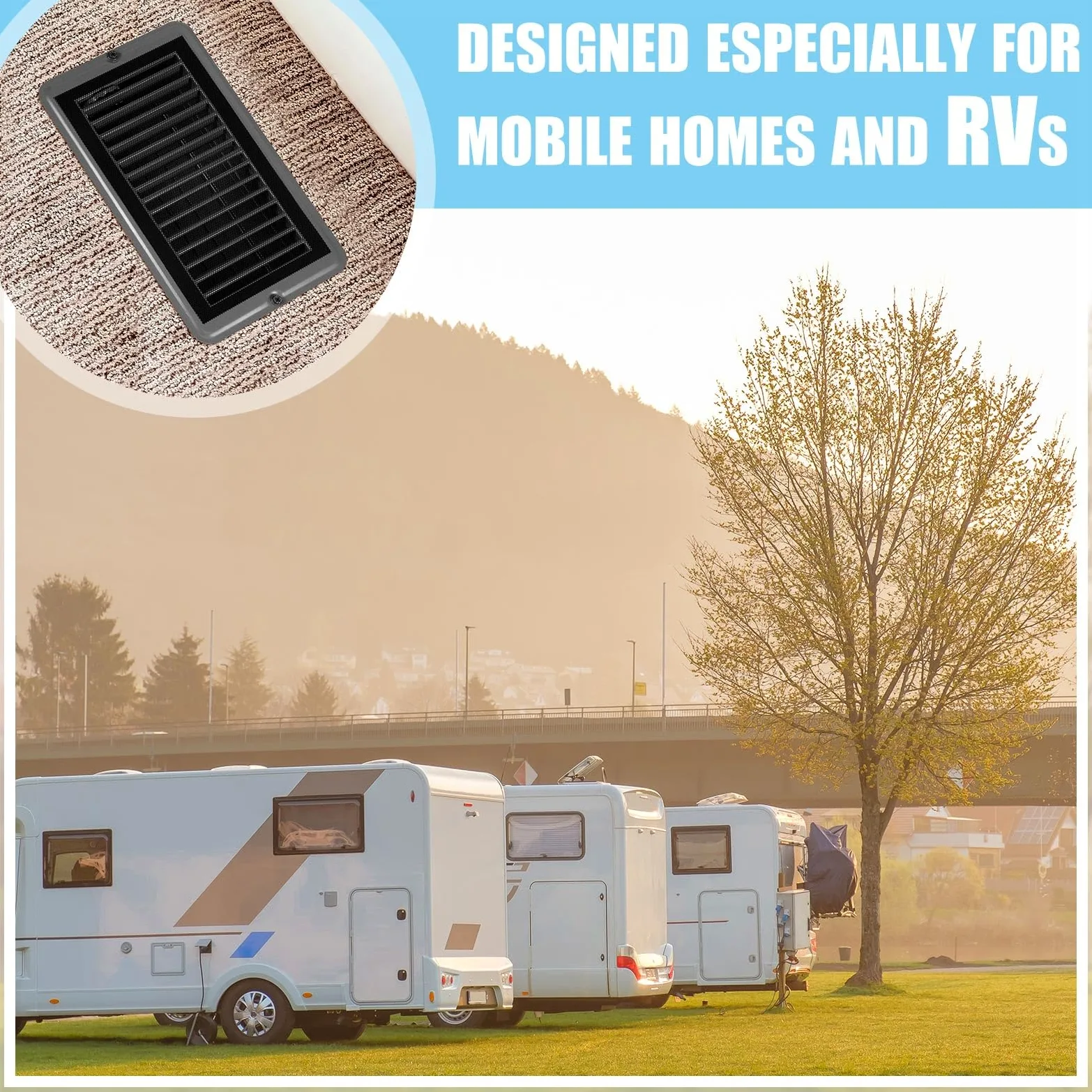VIHOSE 20 rejillas de ventilación de suelo RV de 4 x 8 pulgadas con cubierta magnética para pantalla, juego de 10 cubiertas de ventilación de acero resistente con amortiguador y registro, 10 filtros