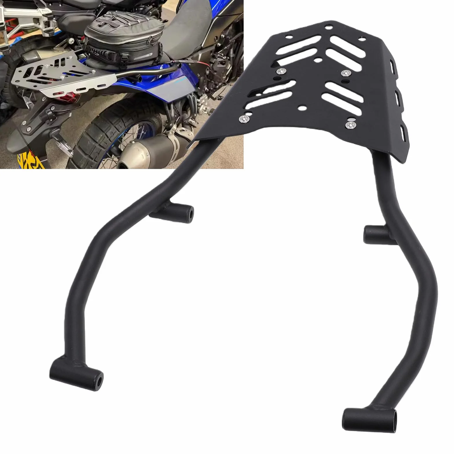 Yctze Portaequipajes para Motocicleta, Portaequipajes Trasero de Acero Al Carbono de Aleación de Aluminio para Tenere 700 XTZ700 2019 2025, con Diseño Hueco para una Fijación Segura