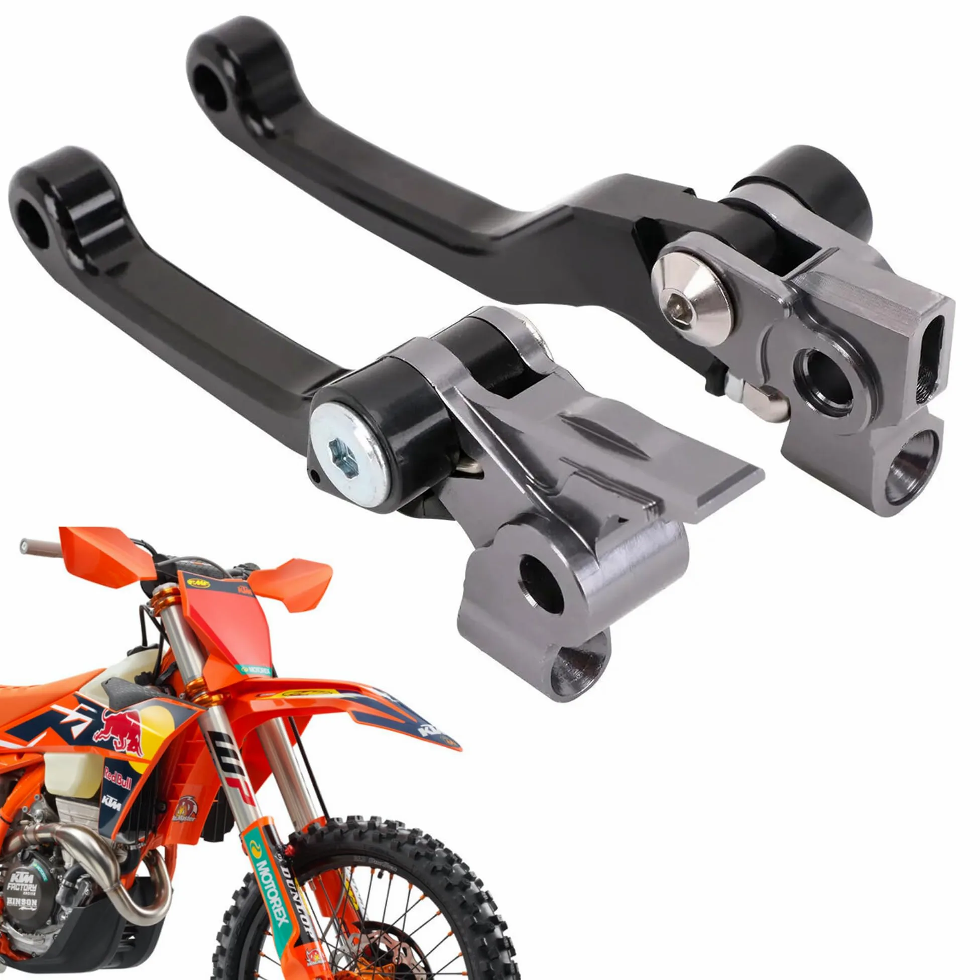 Juego de palancas de embrague y freno delantero plegable compatible con KTM Husqvarna 350 450 SX SXR SXF XCF XCFW XCW EXC 125 150 200 250 300 350 500 SX XC EXC XCW SXF XCF EXC (seis días)