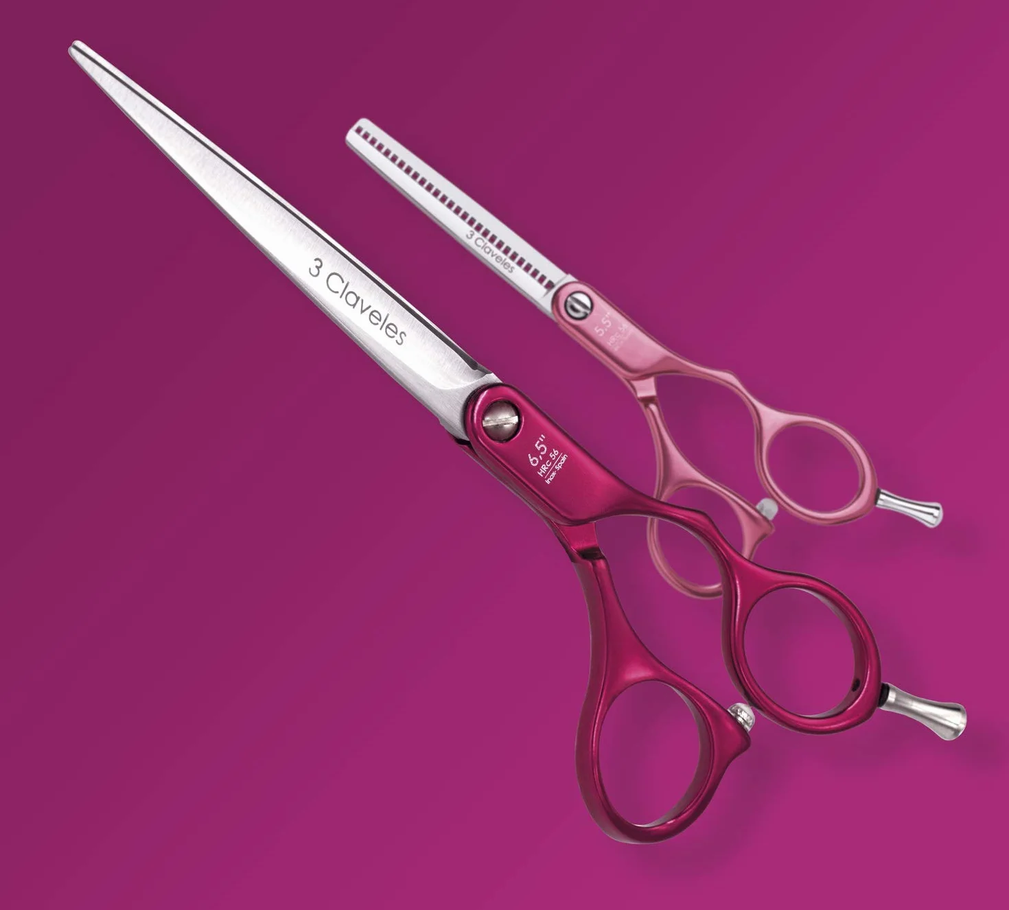 3 Claveles Duraluminio Tijera de peluquería de corte rosa 5.5"