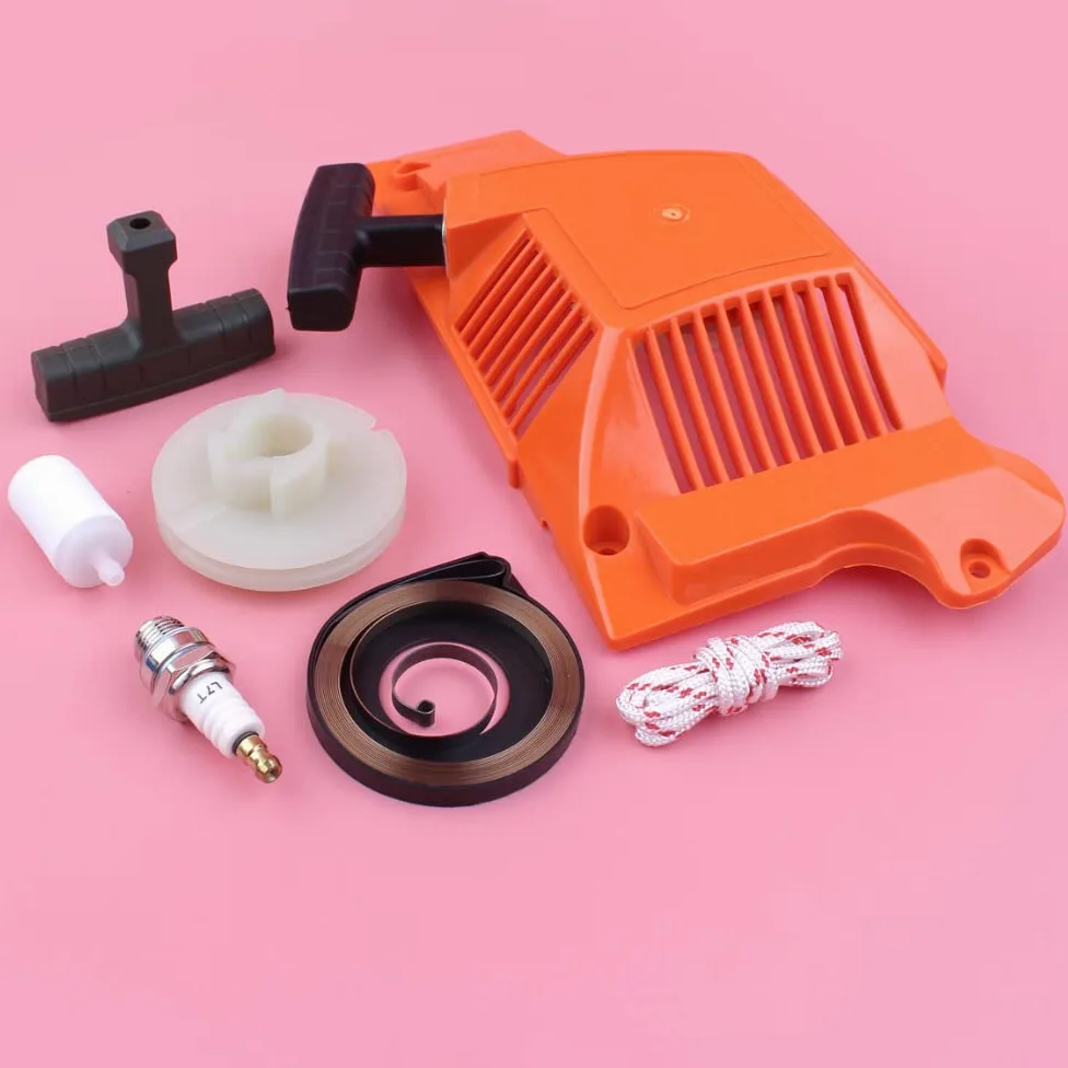 Kit de 7 Piezas de polea de Arranque, Cuerda, Mango, Resorte, Filtro de Combustible, bujías, Piezas de Repuesto for Motosierra 50, 51 y 55.