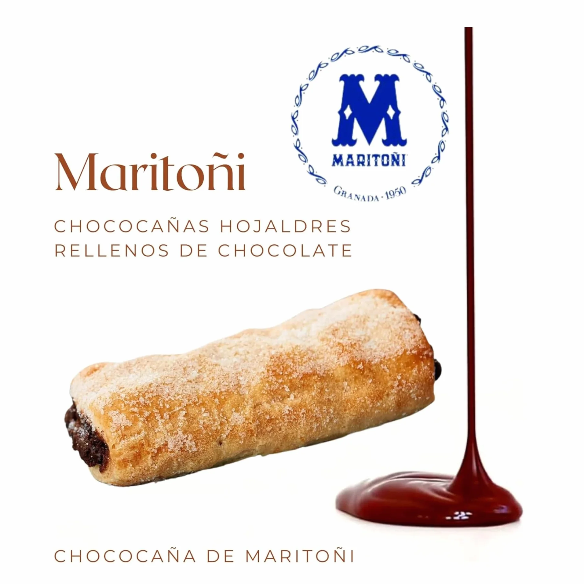 Chococañas Maritoñi Granada Hojaldre Relleno Crema Chocolate Artesano Pack 18 Uds
