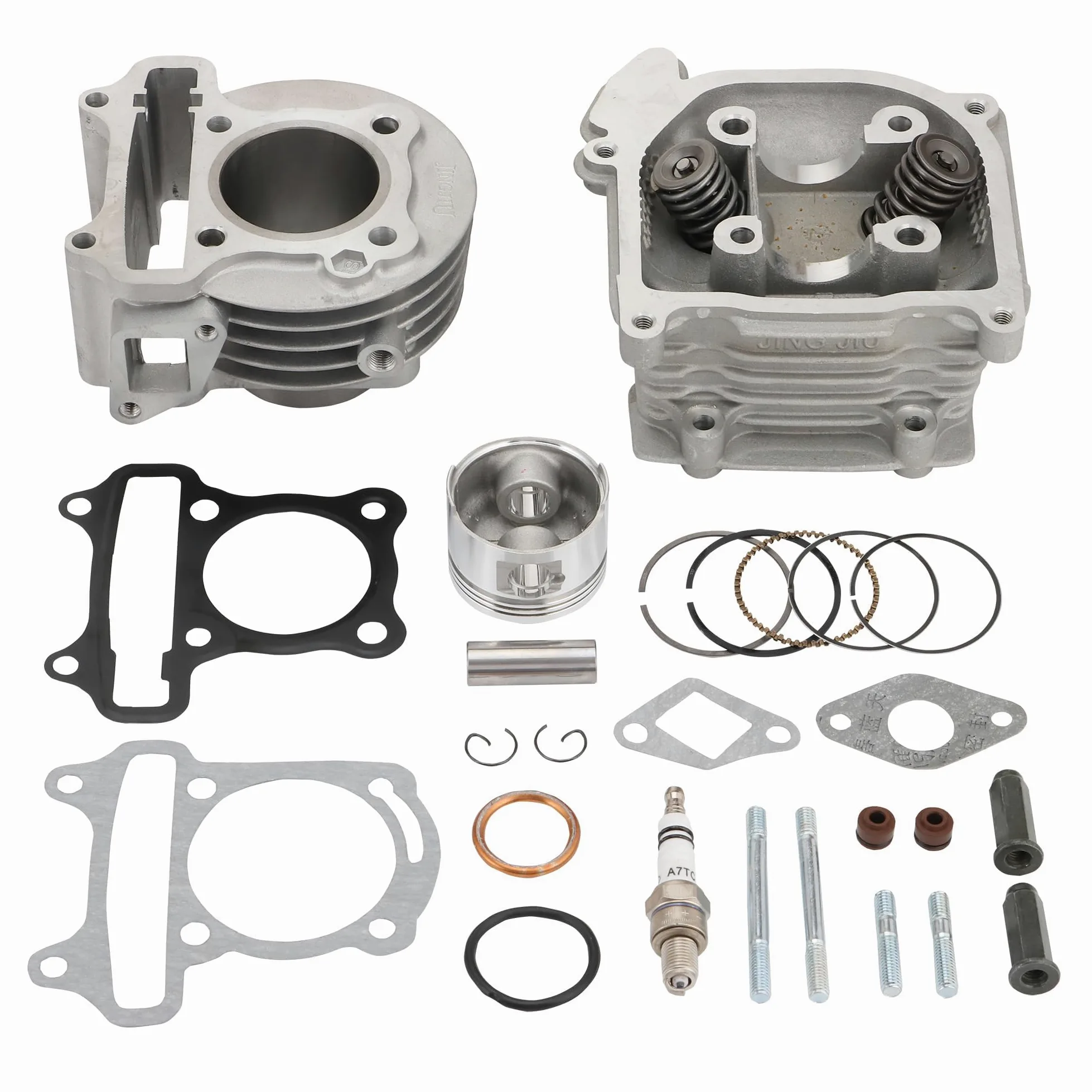 WOOSTAR 47mm Cilindro con Culata y Juego de Anillos de Pistón Kit de Juntas para GY6 72cc 80cc Taotao 49cc 50cc 4 Tiempos 139QMB 139QMA Scooter ATV