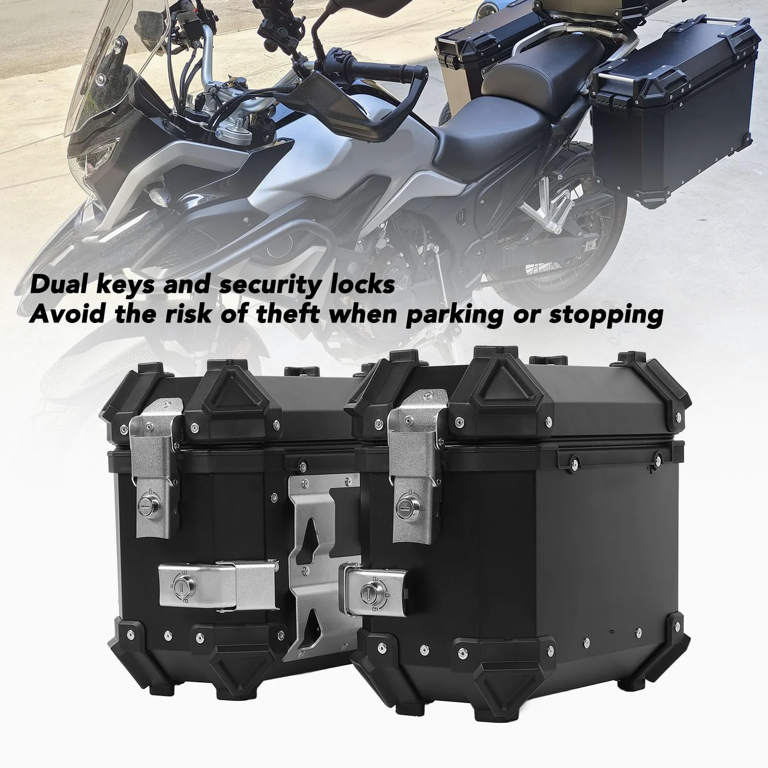 Akozon Caja de Motocicleta Aleación de Aluminio Caja de Silla de Montar Hard Support Rack Casco Equipo de Montaña