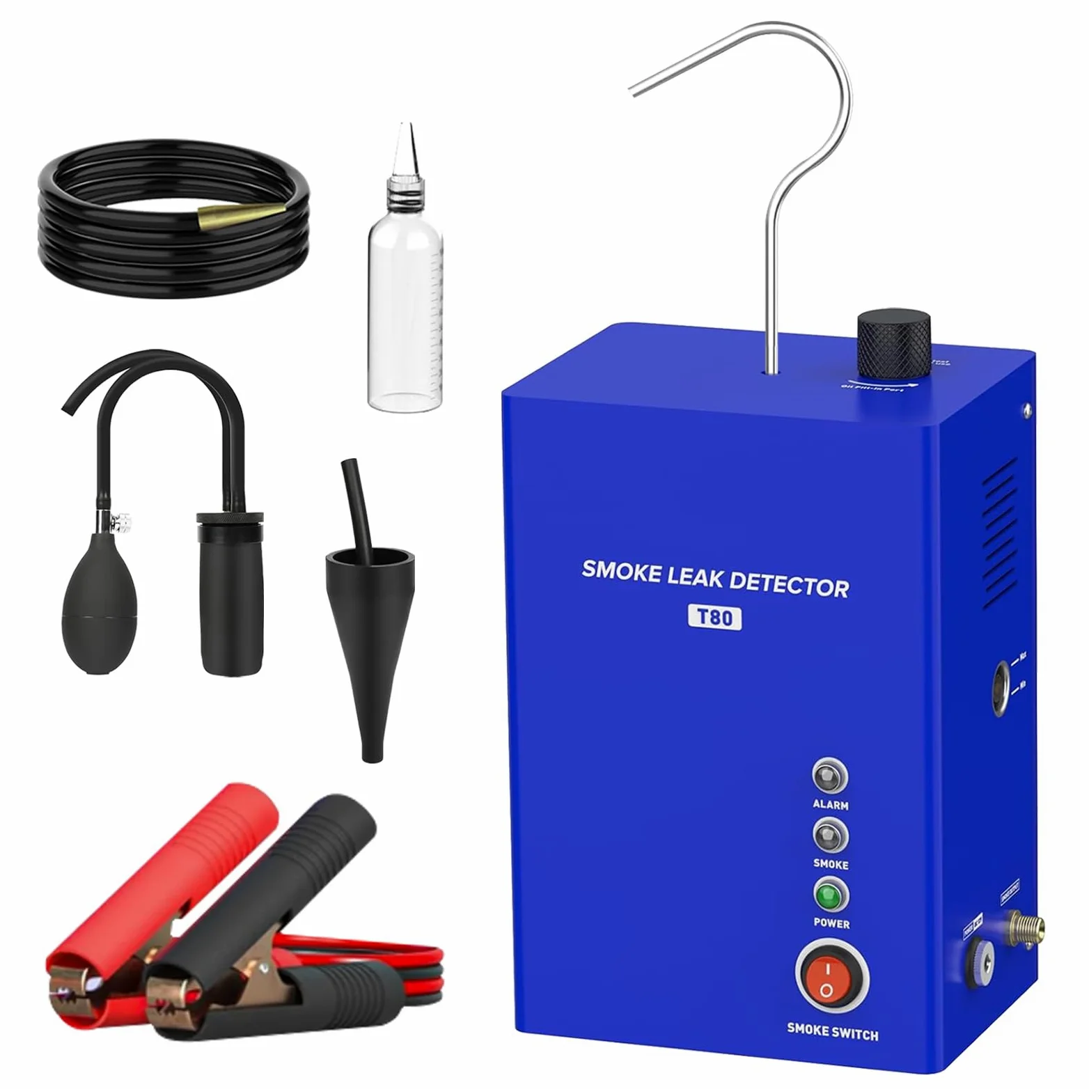 Máquina de Humo 12V para detección de Fugas EVAP, Kit Detector de Fugas para Coche Moto camión y Barco, con Pinzas de alimentación adaptadores y Tubo de Humo