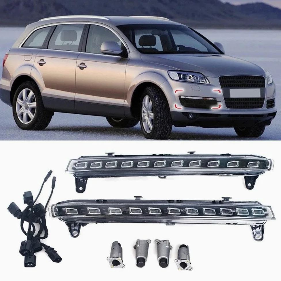 Genérico Luces circulación Diurna LED Luces diurnas LED DRL de 12 V para coche con intermitente amarillo para Q7 2006 2007 2008 2009 Conjunto luces antiniebla LED
