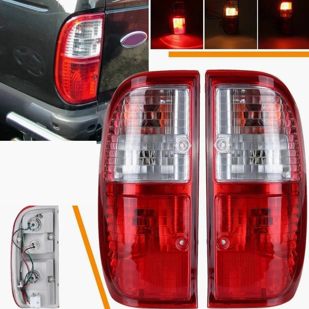 Coche Faro Trasero para Ford para Ranger 1998 1999 2000 2001 2002 2003 2004 2005 2006 Luz De Freno Trasera Izquierda/Derecha con Bombilla Y Cableado Coche Luces de Cola traseras (Color : 1pair)