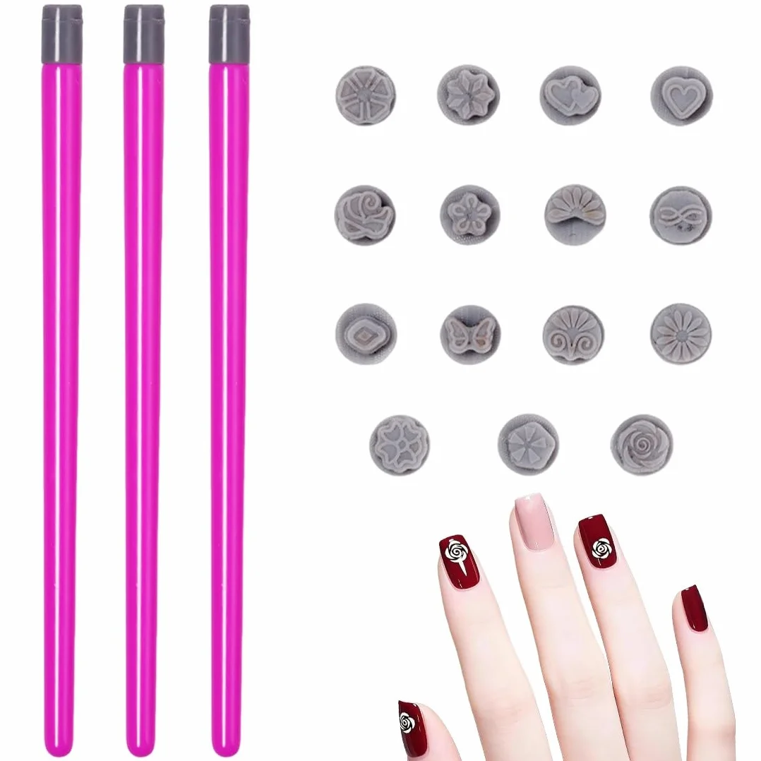 Estampador de Uñas de 15 Piezas, Juego Portátil de Bolígrafos de Silicona para Estampación
