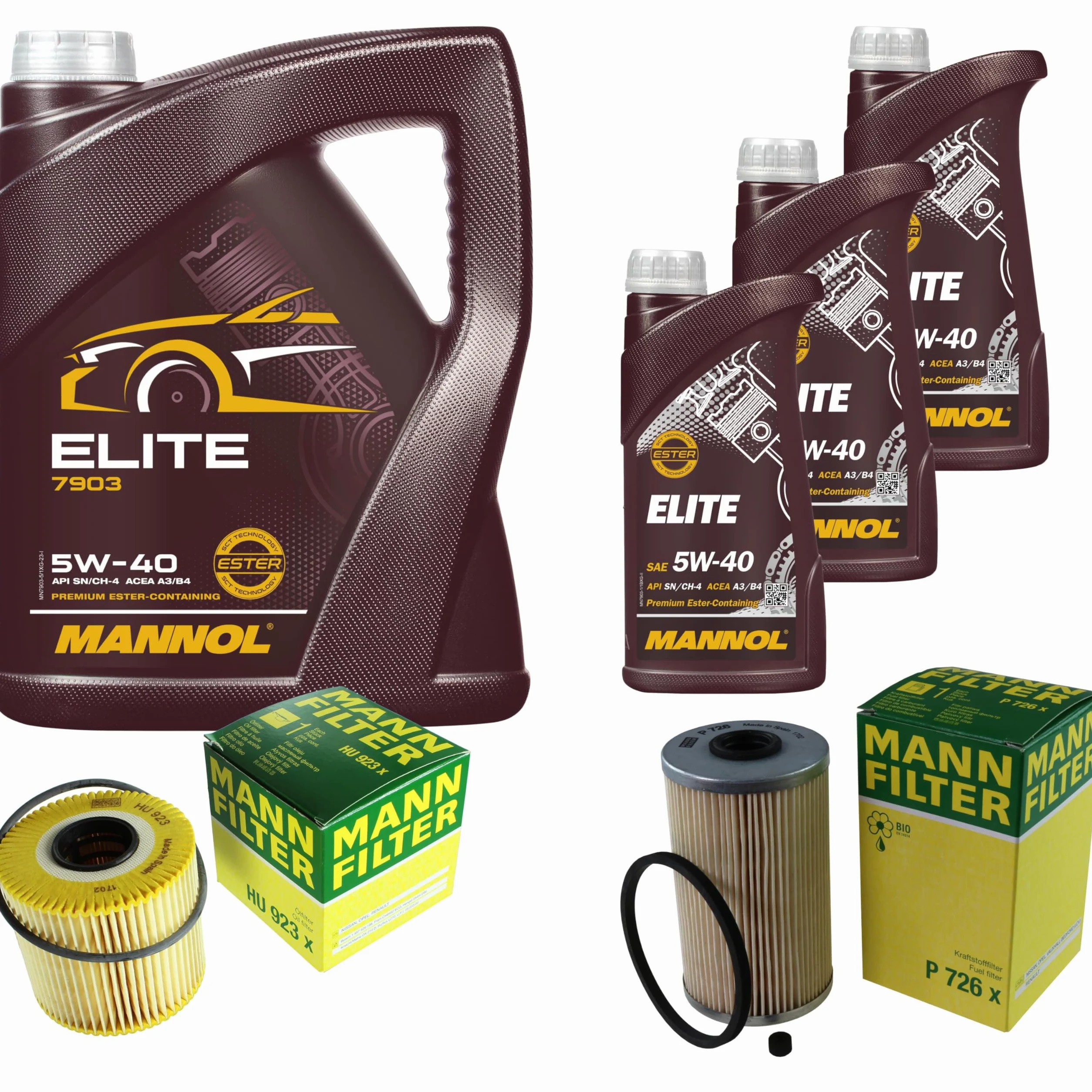 Mannol Elite 5W-40 API SN/CF MANN-FILTER - Filtro de aceite para motor (8 L)