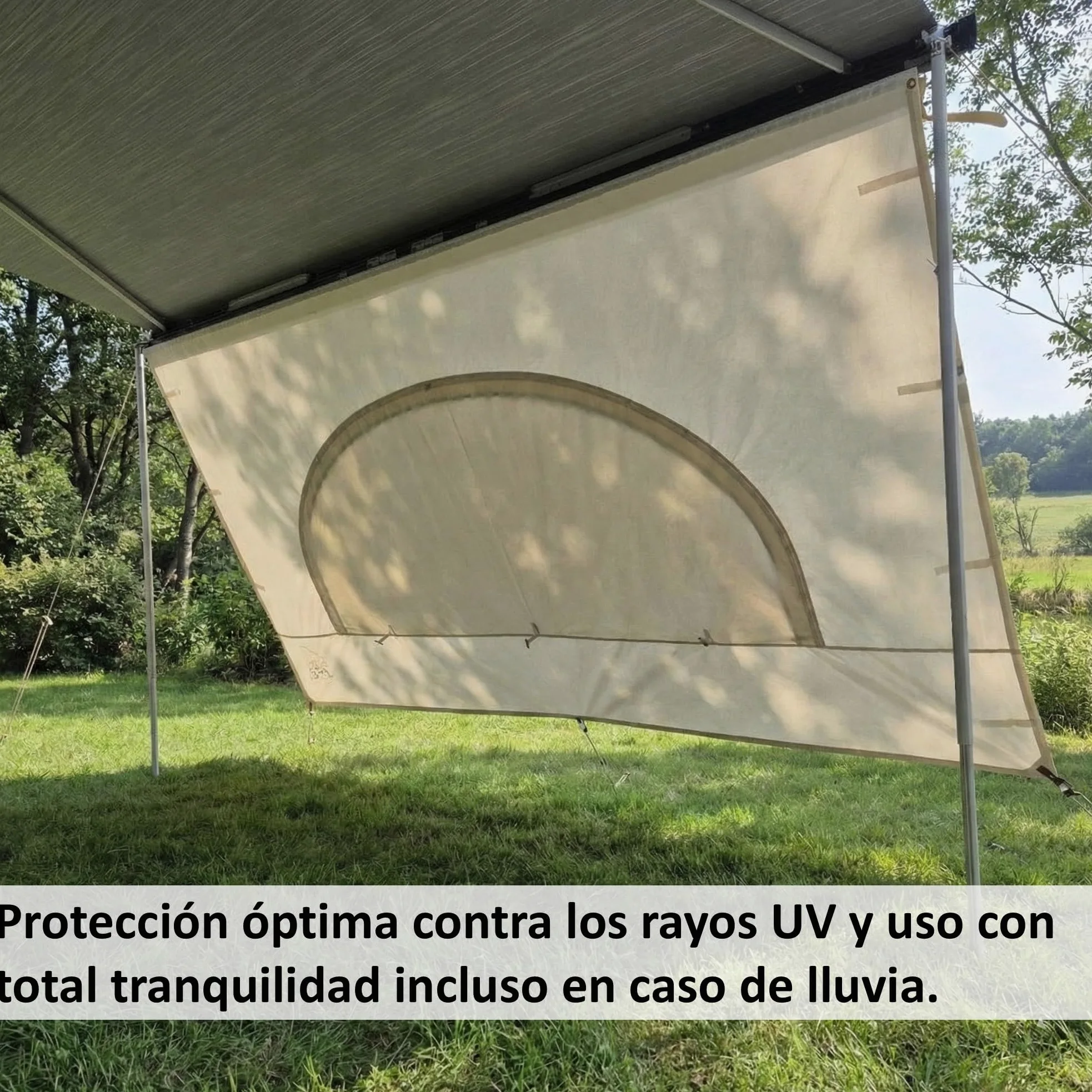 AIRIS - Parasol para autocaravana - Protección eficaz de algodón repelente al agua, fácil de montar, compatible con toldos Thule, Fiamma y Dometic (253 x 185)