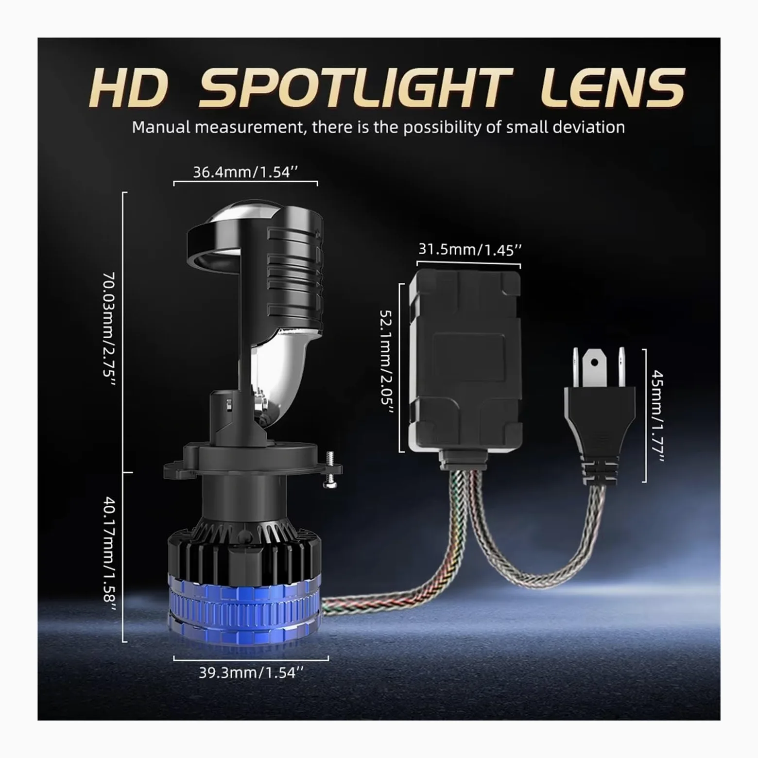 Faros Delanteros Bombilla Faro Delantero Coche H4, Lentes Proyector Led, Haz Alto/bajo, 100000LM, Canbus Turbo, Bombillas LED, 12V, 24V, 6500K Conjunto Faros