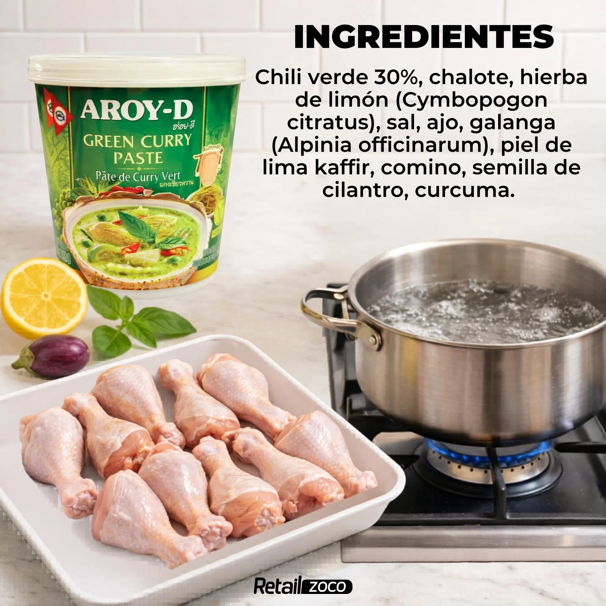 Curry Aroy-D Pasta Curry Verde 30% 2x400g Tailandia
