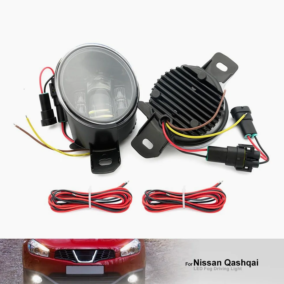 LED Lámpara antiniebla DRL Luz de circulación diurna para Ni.ssan Qashqai J10 Juke X-Trail Micra Reflectores de luz antiniebla del parachoques delantero Luces de señal de giro DLR 2x
