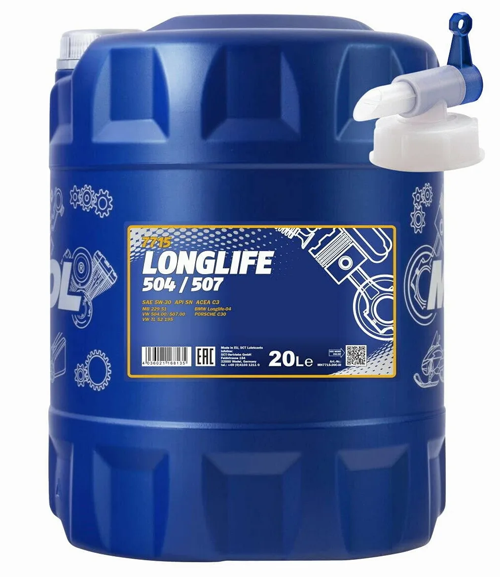 MANNOL Longlife 504/507 Aceite de motor especial API SN ACEA C3 20L con llave